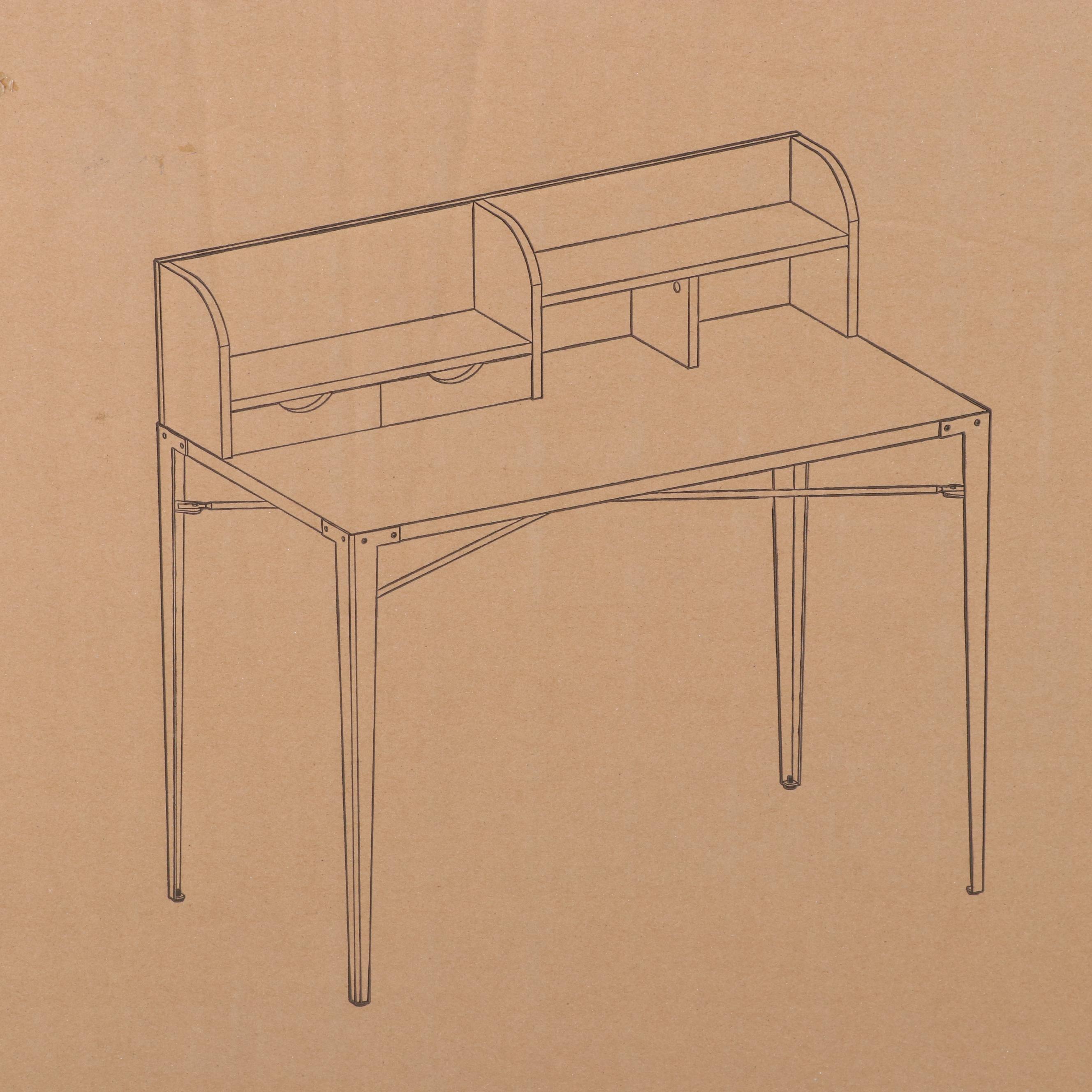 Walker Edison 42" Industrial Secretary Desk with Hutch in Grey Wash