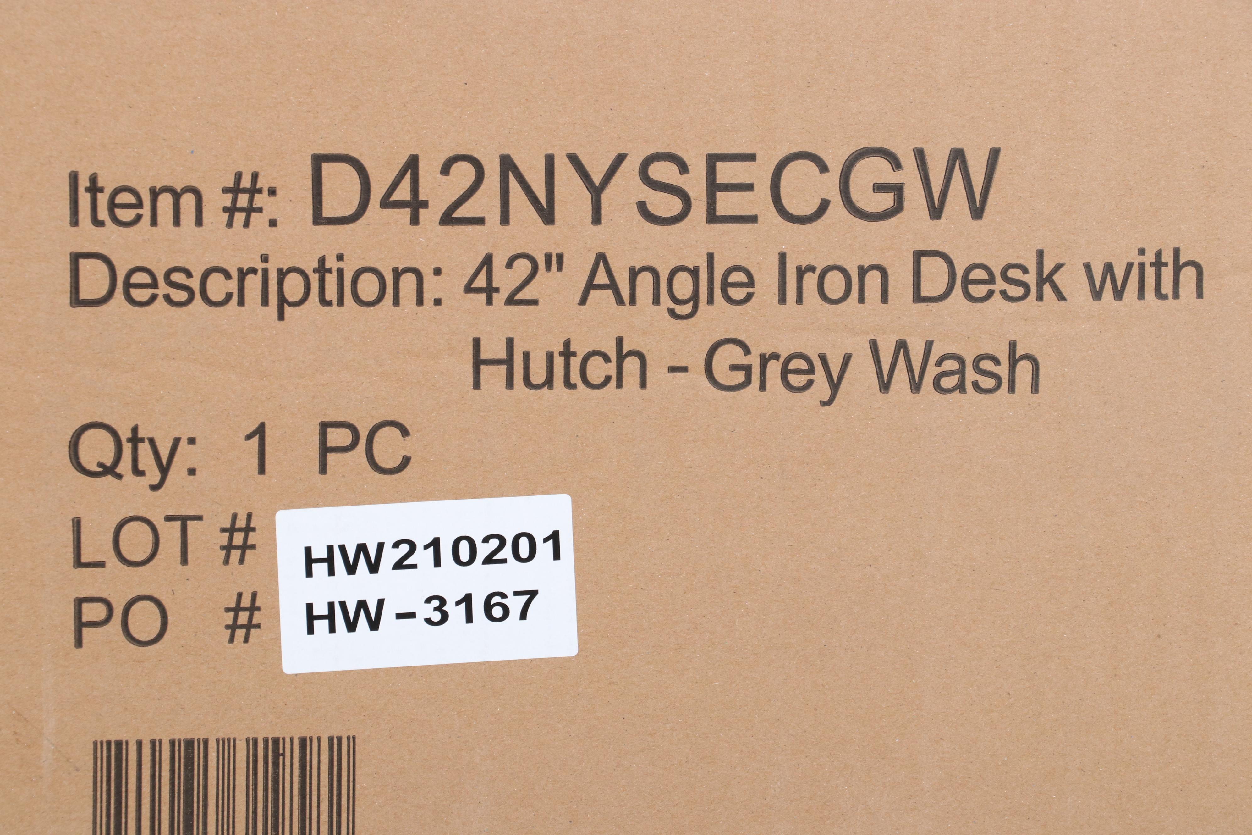 Walker Edison 42" Industrial Secretary Desk with Hutch in Grey Wash