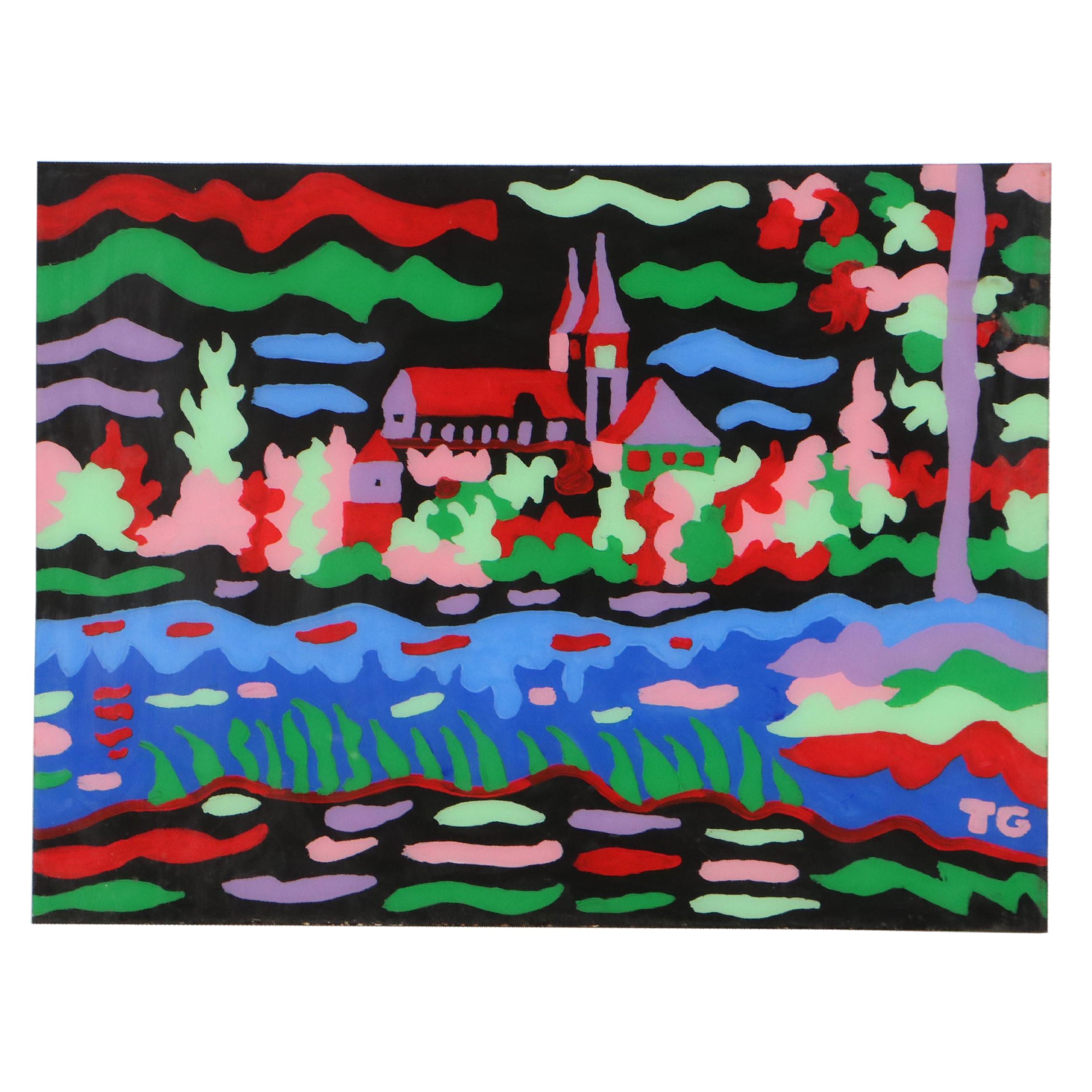 Tony Graff Mixed Media Painting "Psychedelic Church"