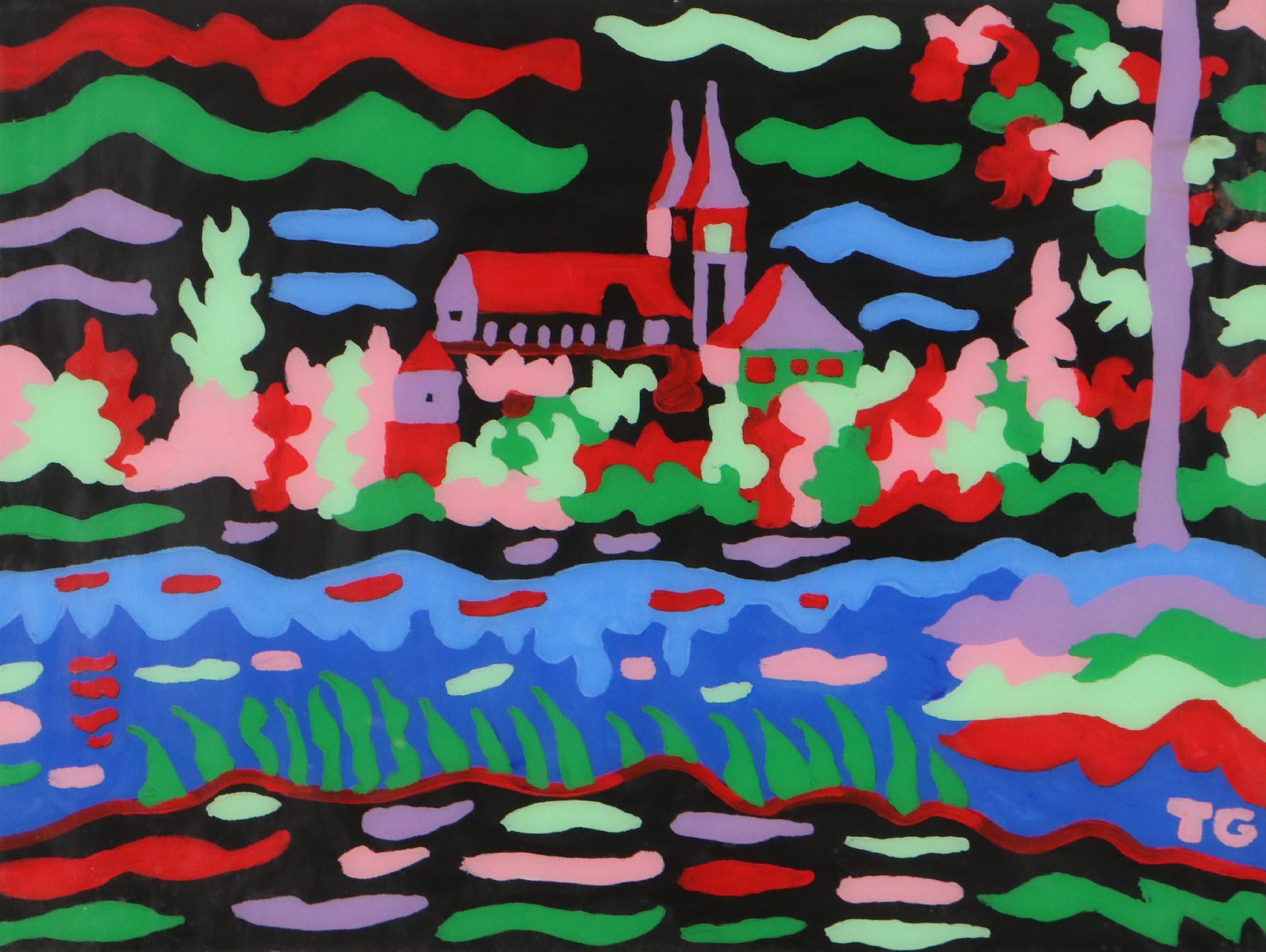 Tony Graff Mixed Media Painting "Psychedelic Church"