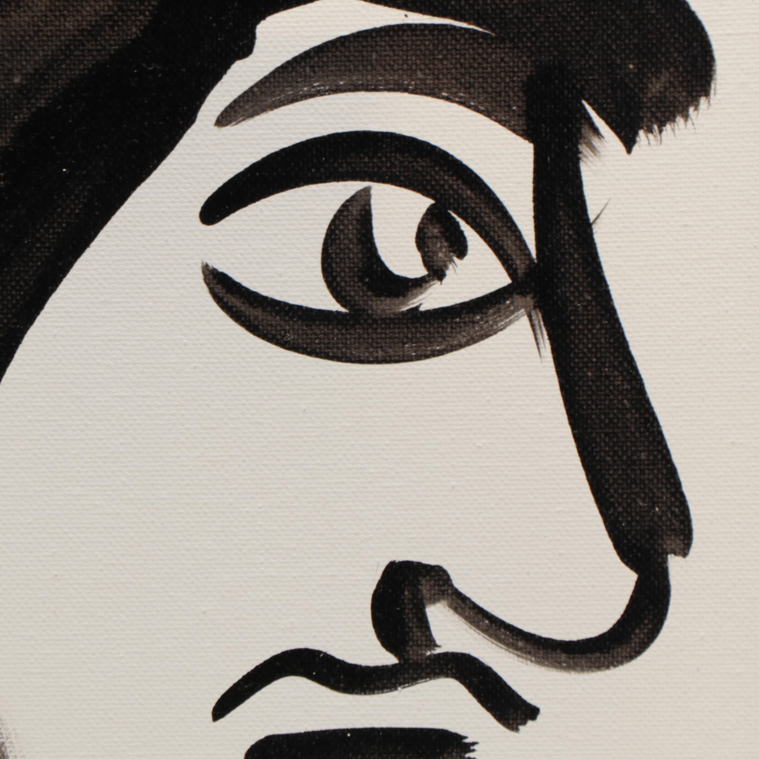 Peter Keil Abstract Portrait Acrylic Painting "French Lady"