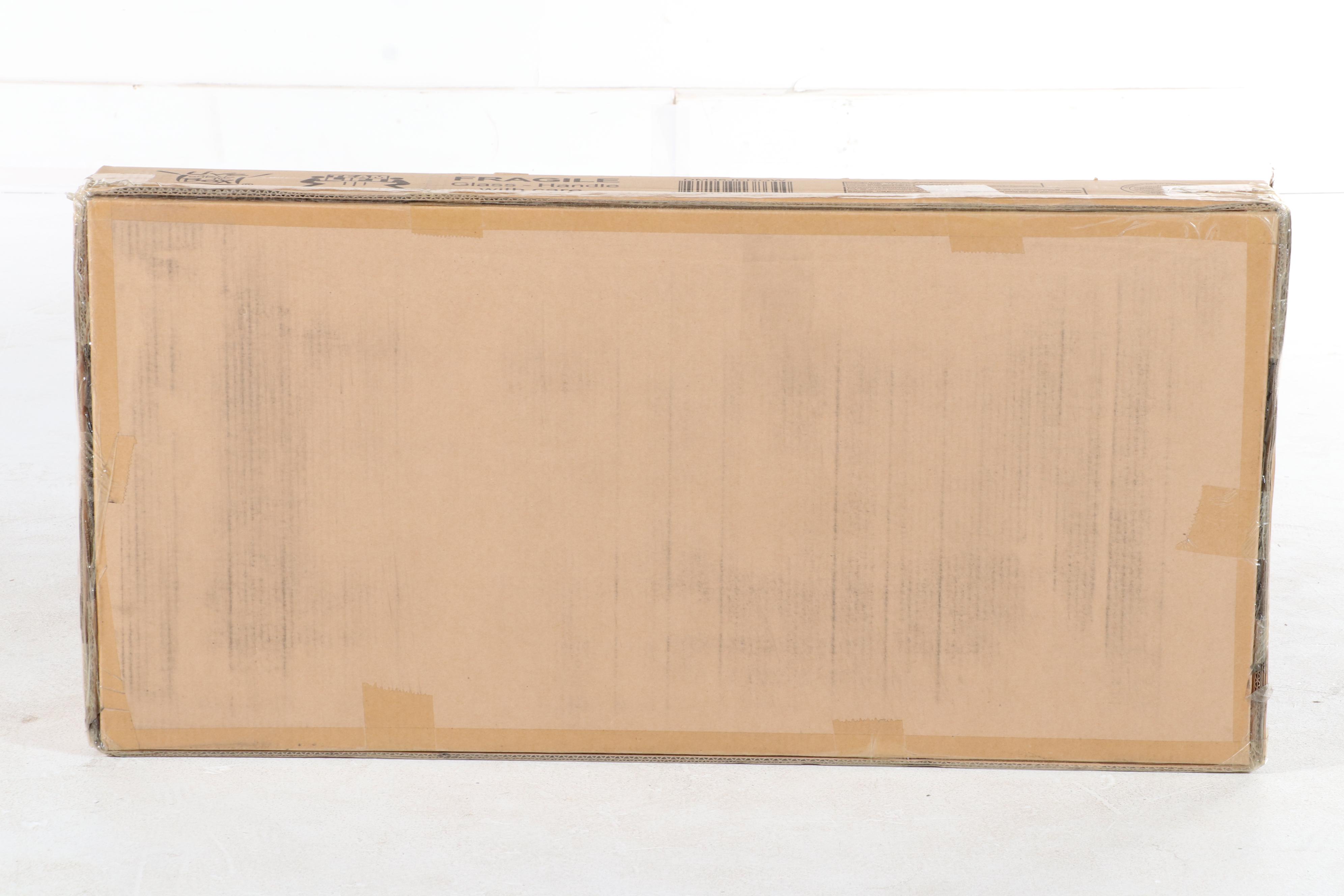 Walker Edison 35" Industrial Glass Top Computer Desk in Grey Wash