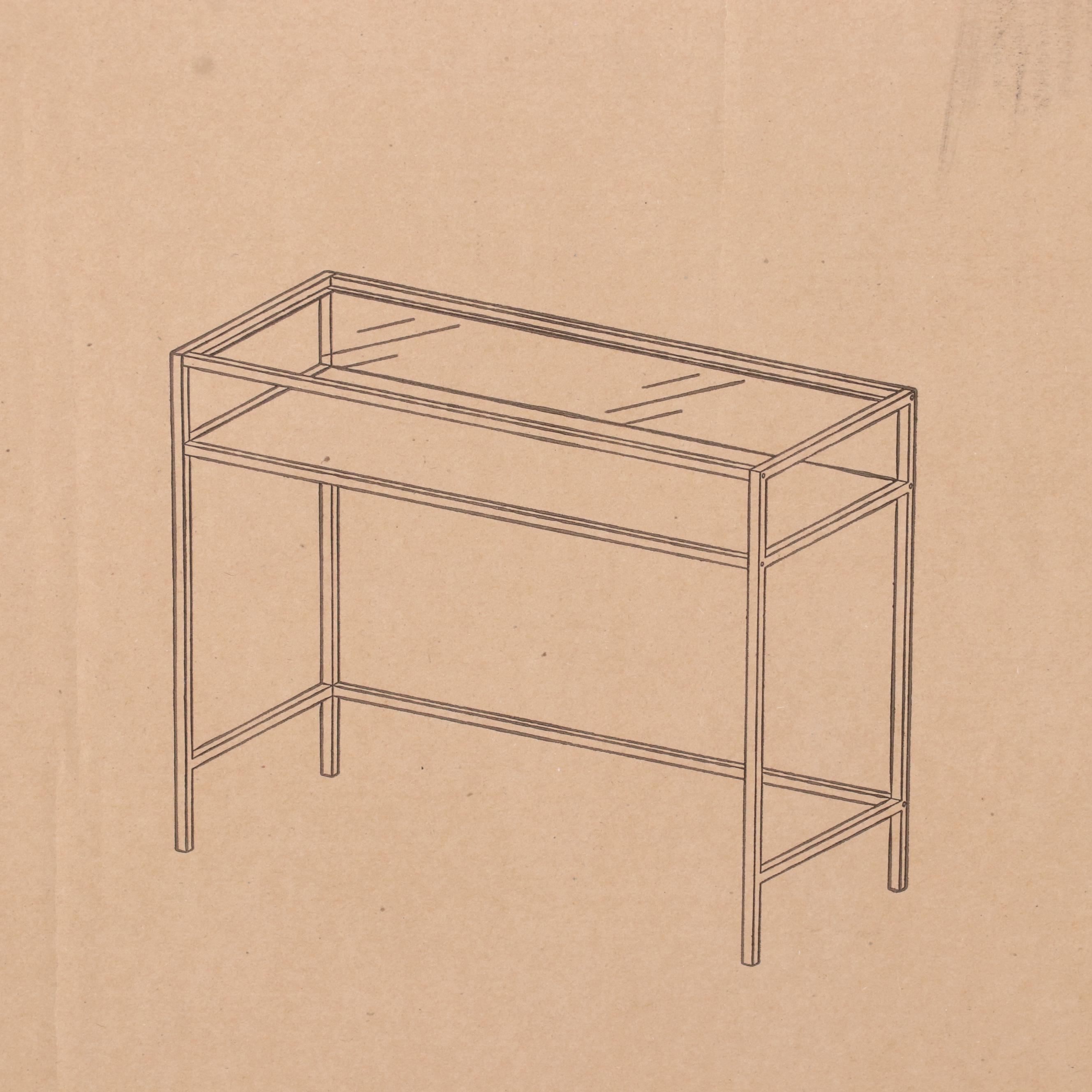 Walker Edison 35" Industrial Glass Top Computer Desk in Grey Wash