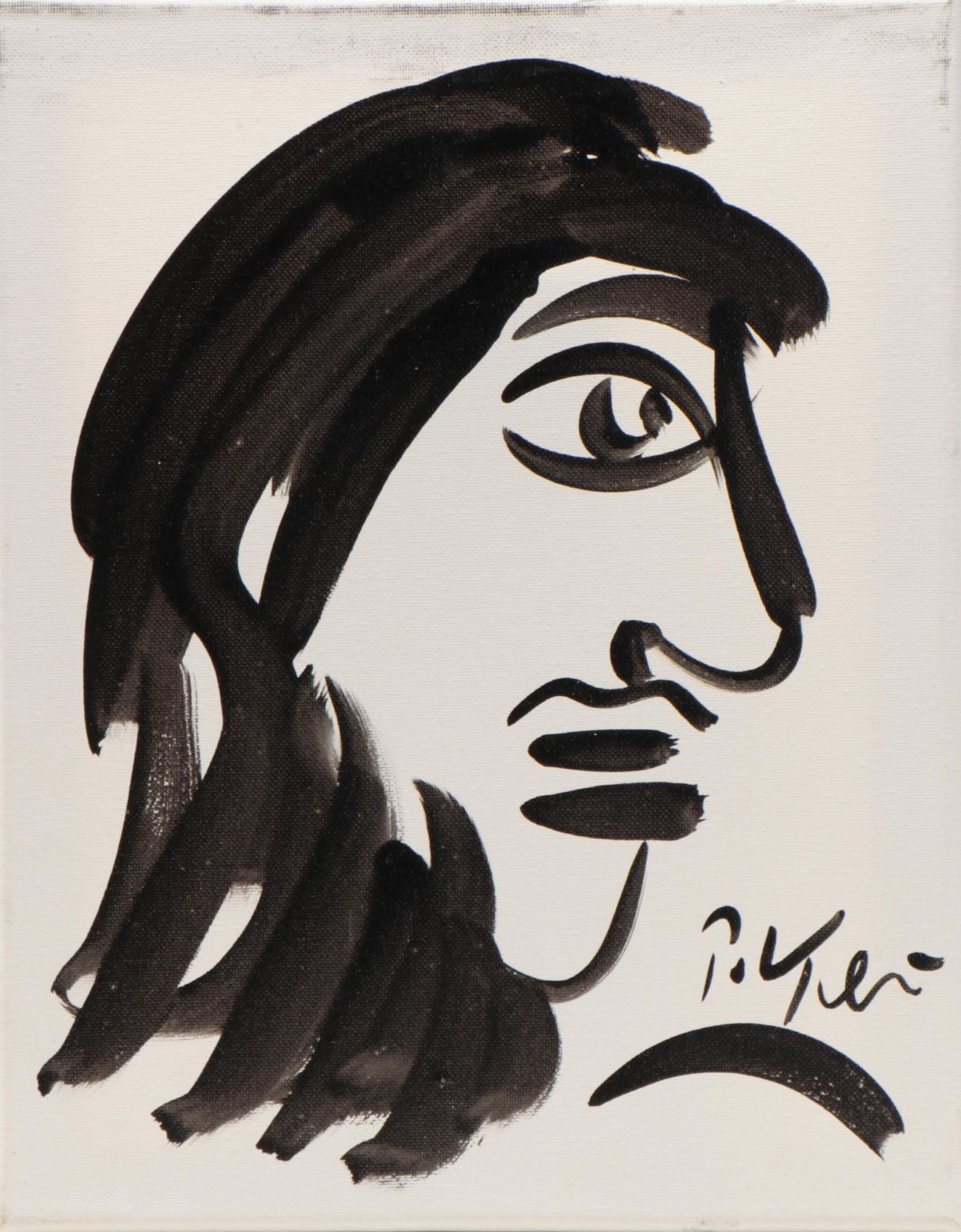 Peter Keil Abstract Portrait Acrylic Painting "French Lady"