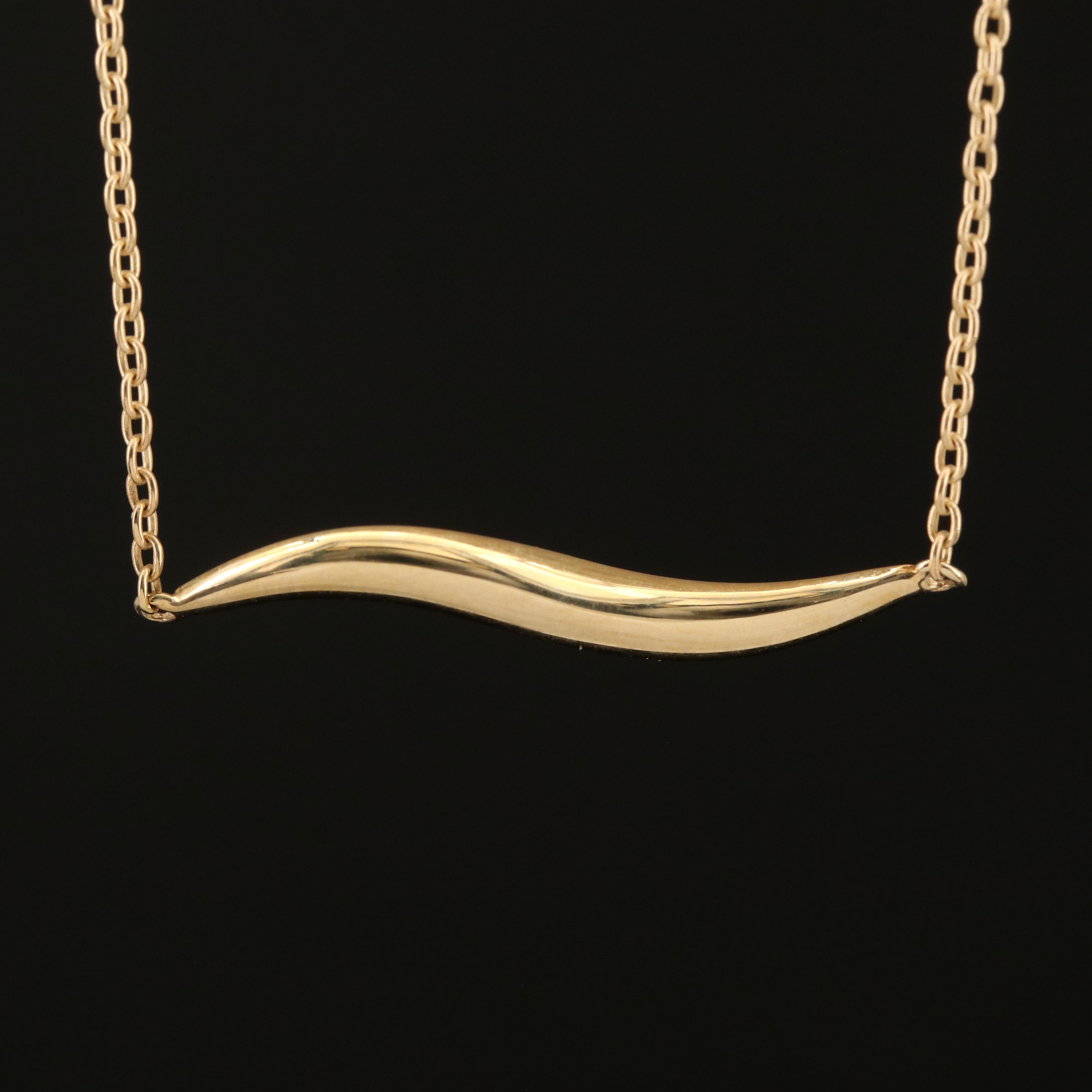 10K Gold Curved Bar Necklace