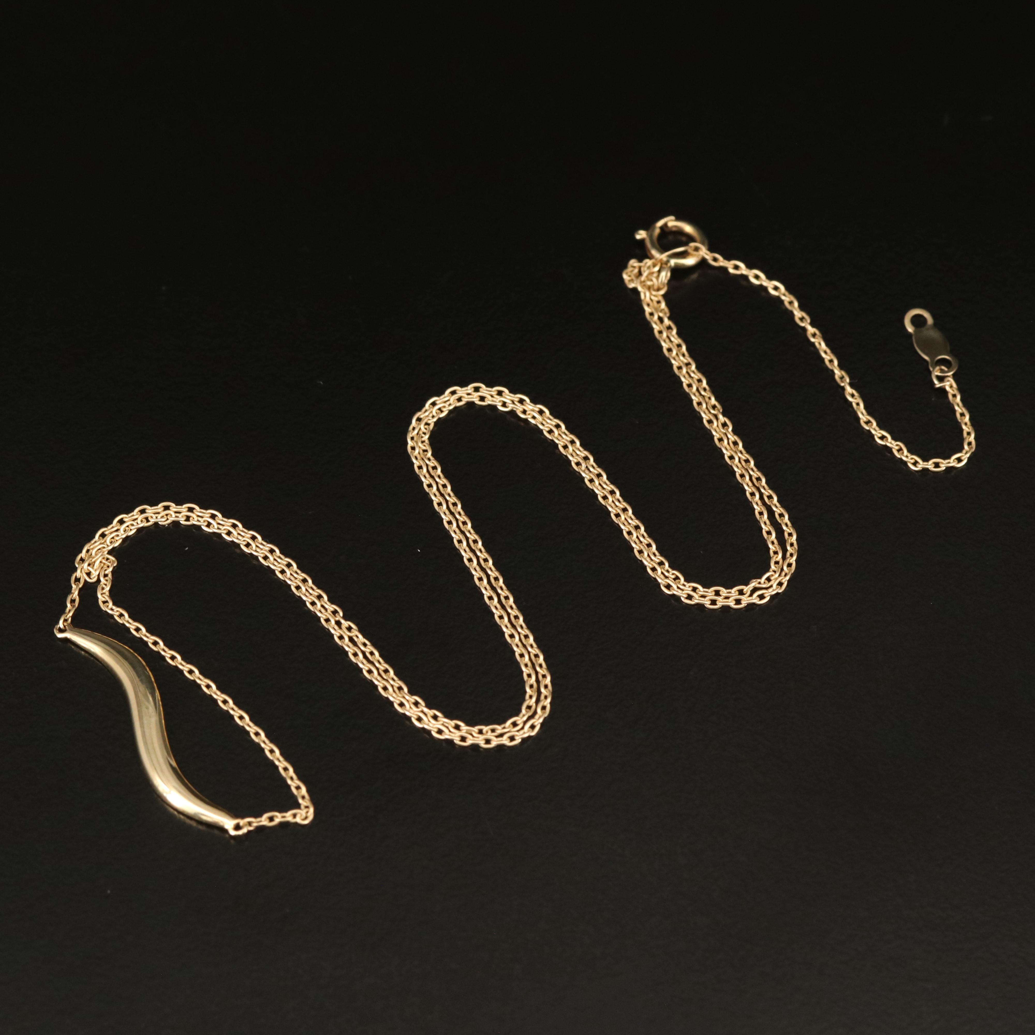 10K Gold Curved Bar Necklace