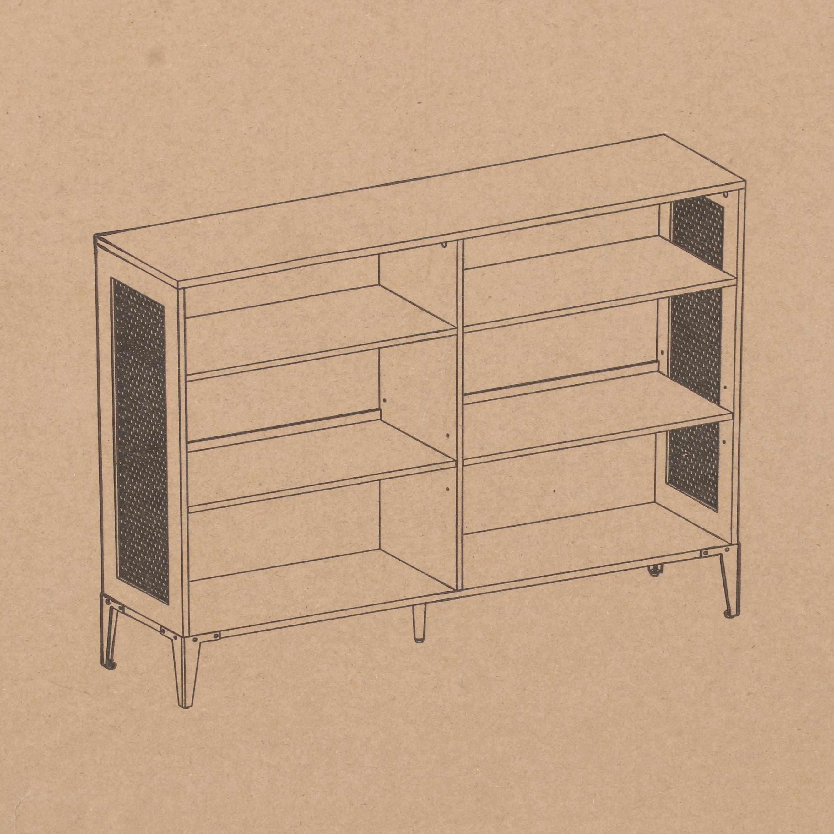 Walker Edison 52" Mesh Side Industrial Bookshelf in Grey Wash