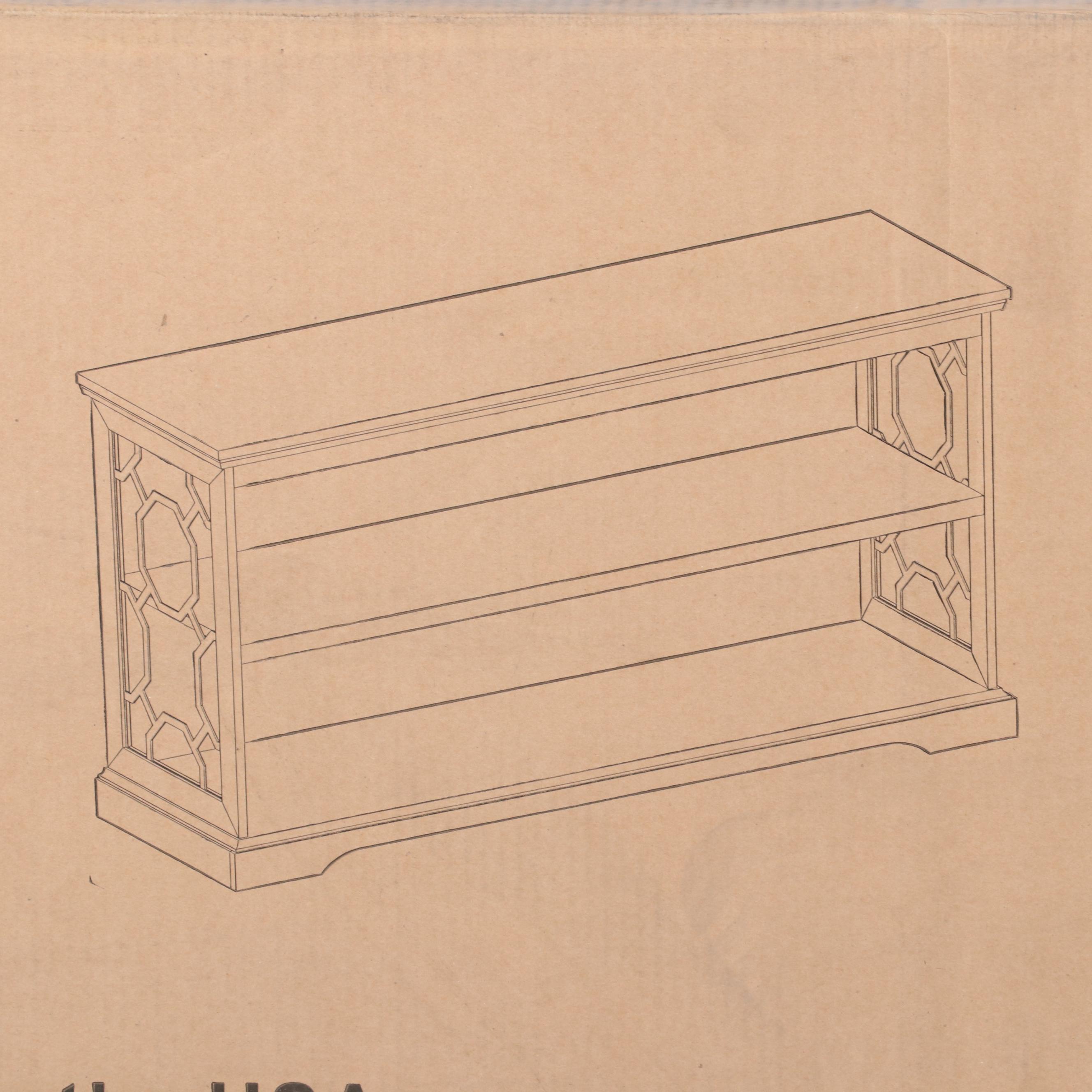 Walker Edison Ophelia Lateral Bookshelf with Decorative Metal Sides in Grey Wash