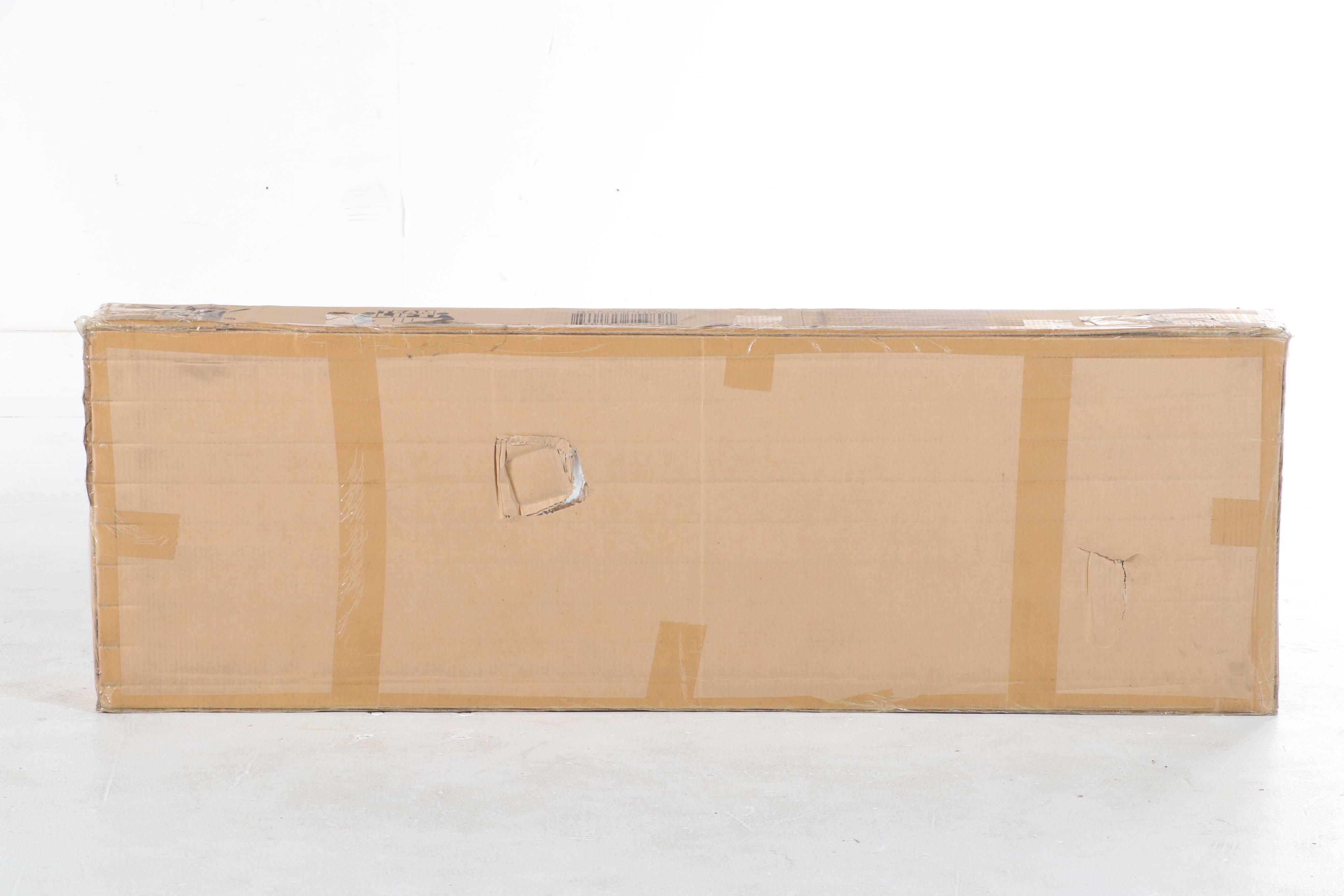 Walker Edison Ophelia Lateral Bookshelf with Decorative Metal Sides in Grey Wash