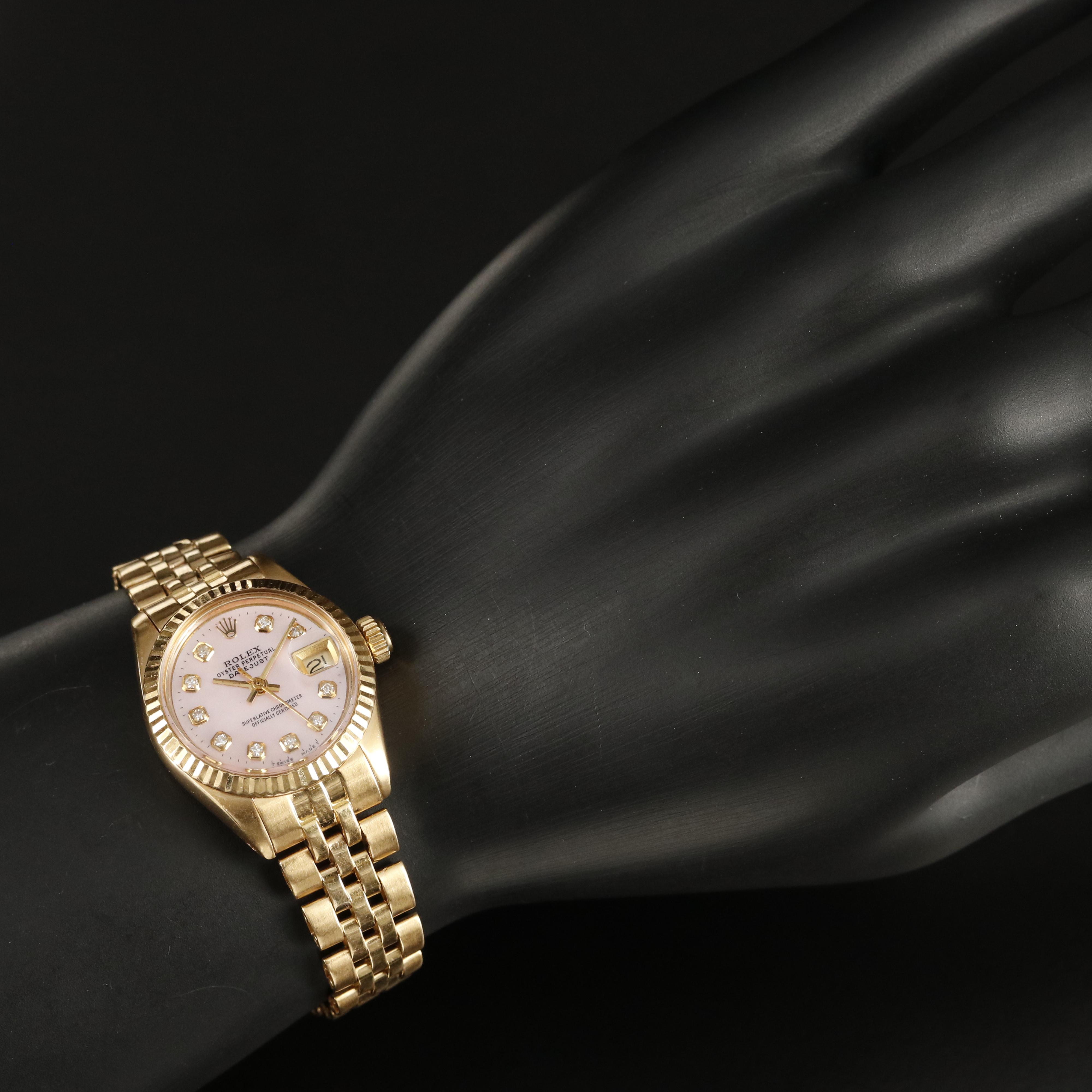 1979 Rolex Datejust 18K Gold Mother-of-Pearl and Diamond Dial Watch