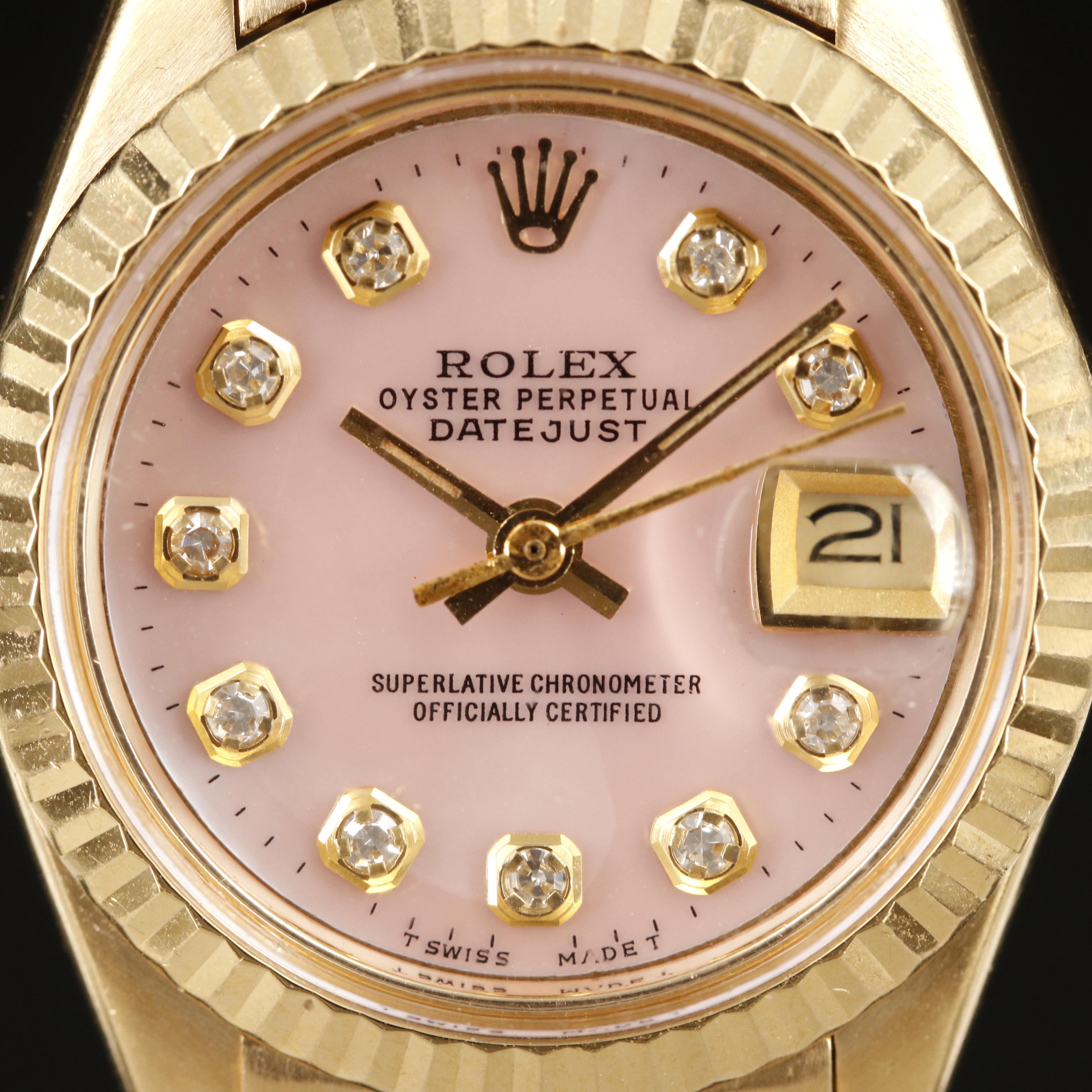 1979 Rolex Datejust 18K Gold Mother-of-Pearl and Diamond Dial Watch