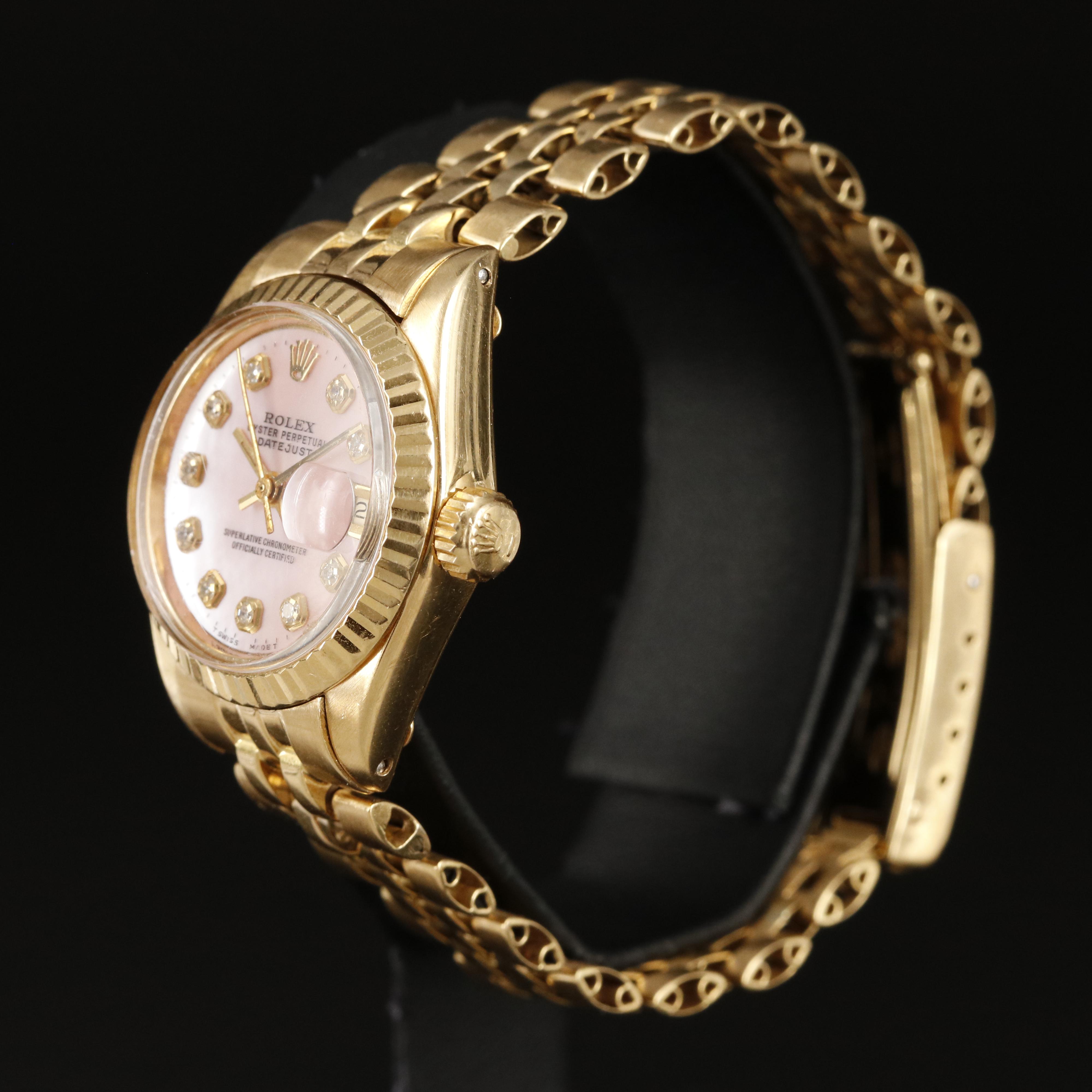 1979 Rolex Datejust 18K Gold Mother-of-Pearl and Diamond Dial Watch