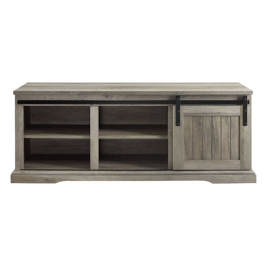 Walker Edison 48" Sliding Door Entry Bench with Storage in Grey Wash