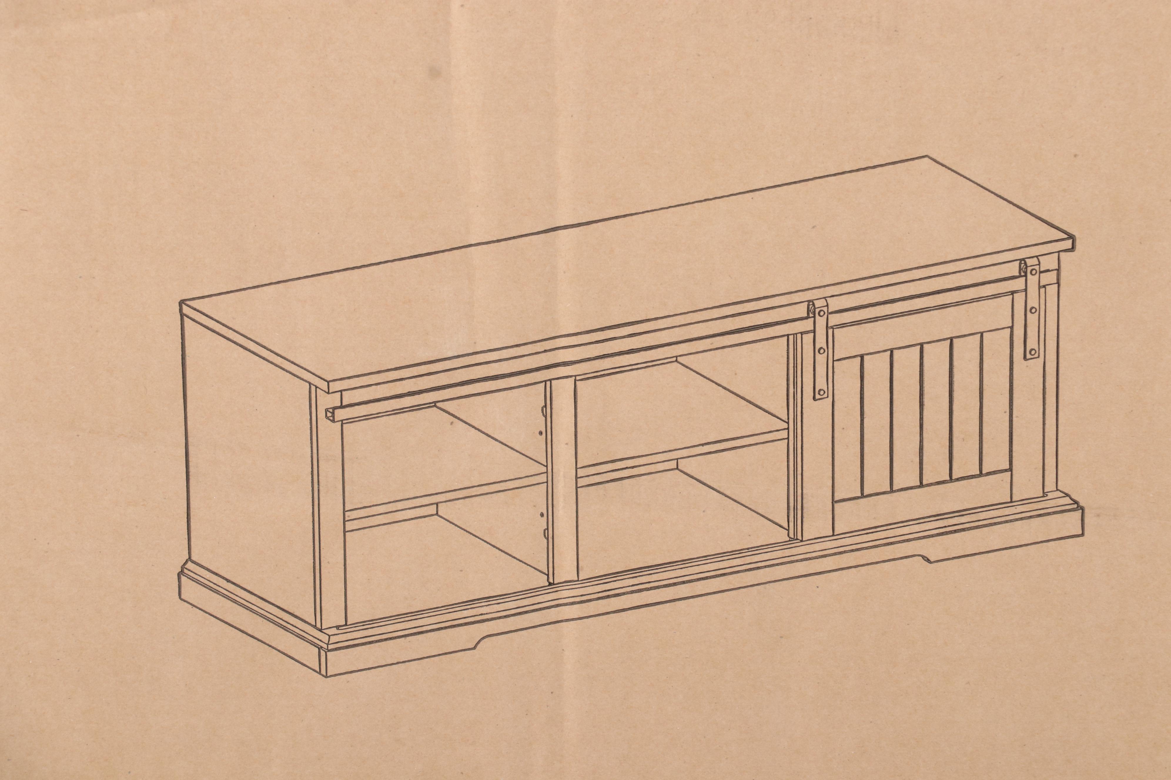 Walker Edison 48" Sliding Door Entry Bench with Storage in Grey Wash