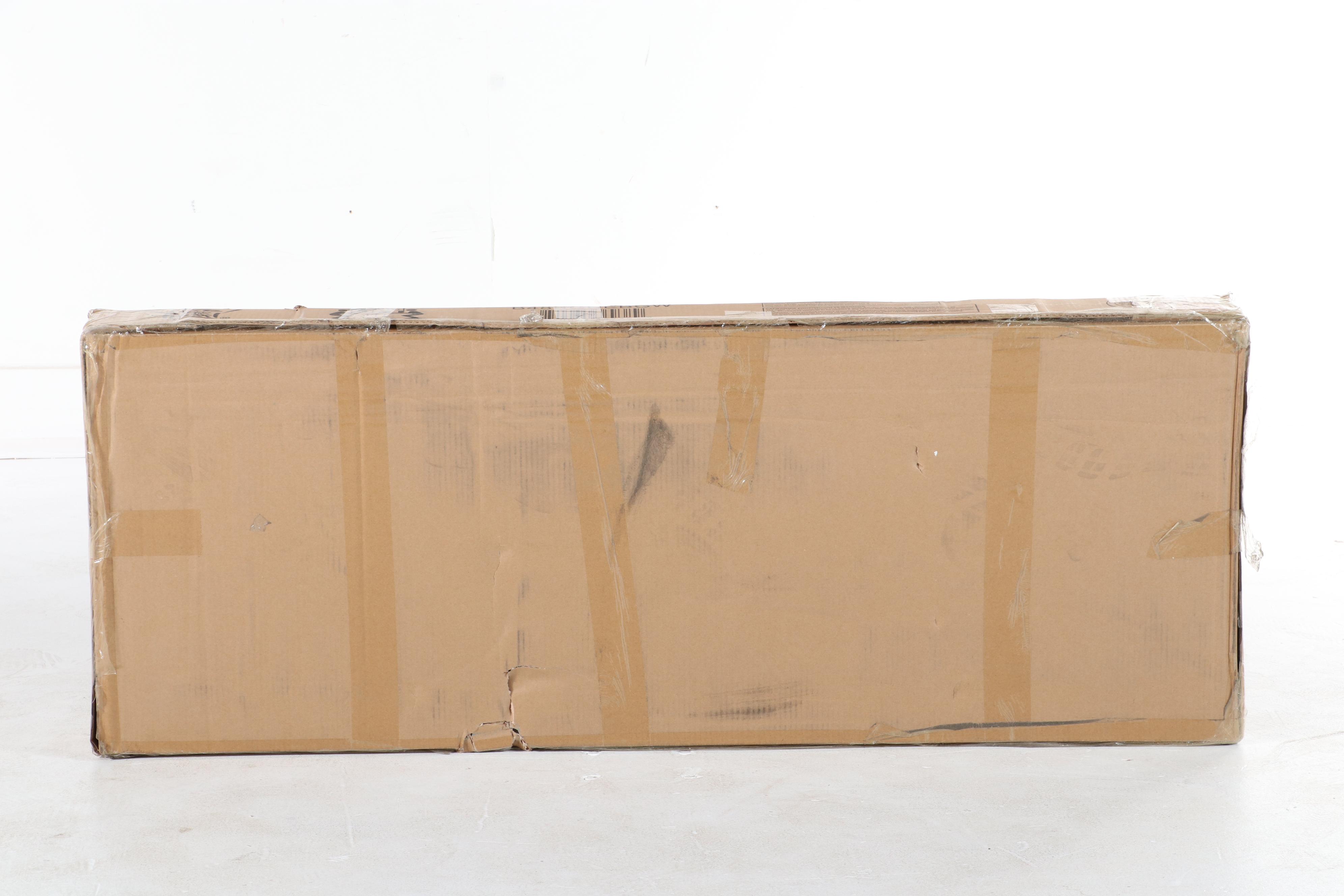 Walker Edison 48" Sliding Door Entry Bench with Storage in Grey Wash