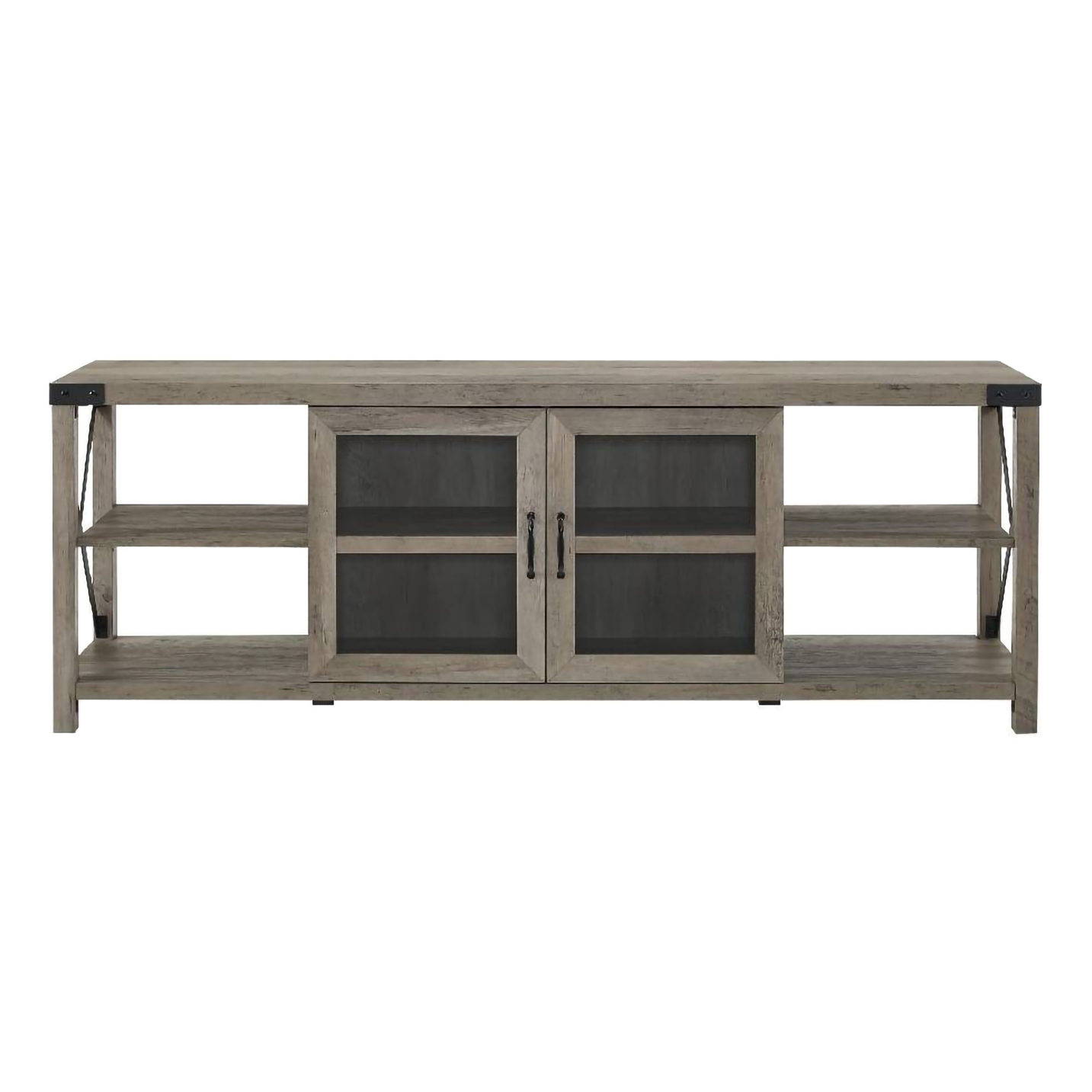 Walker Edison 70" Farmhouse Metal X TV Stand in Grey Wash
