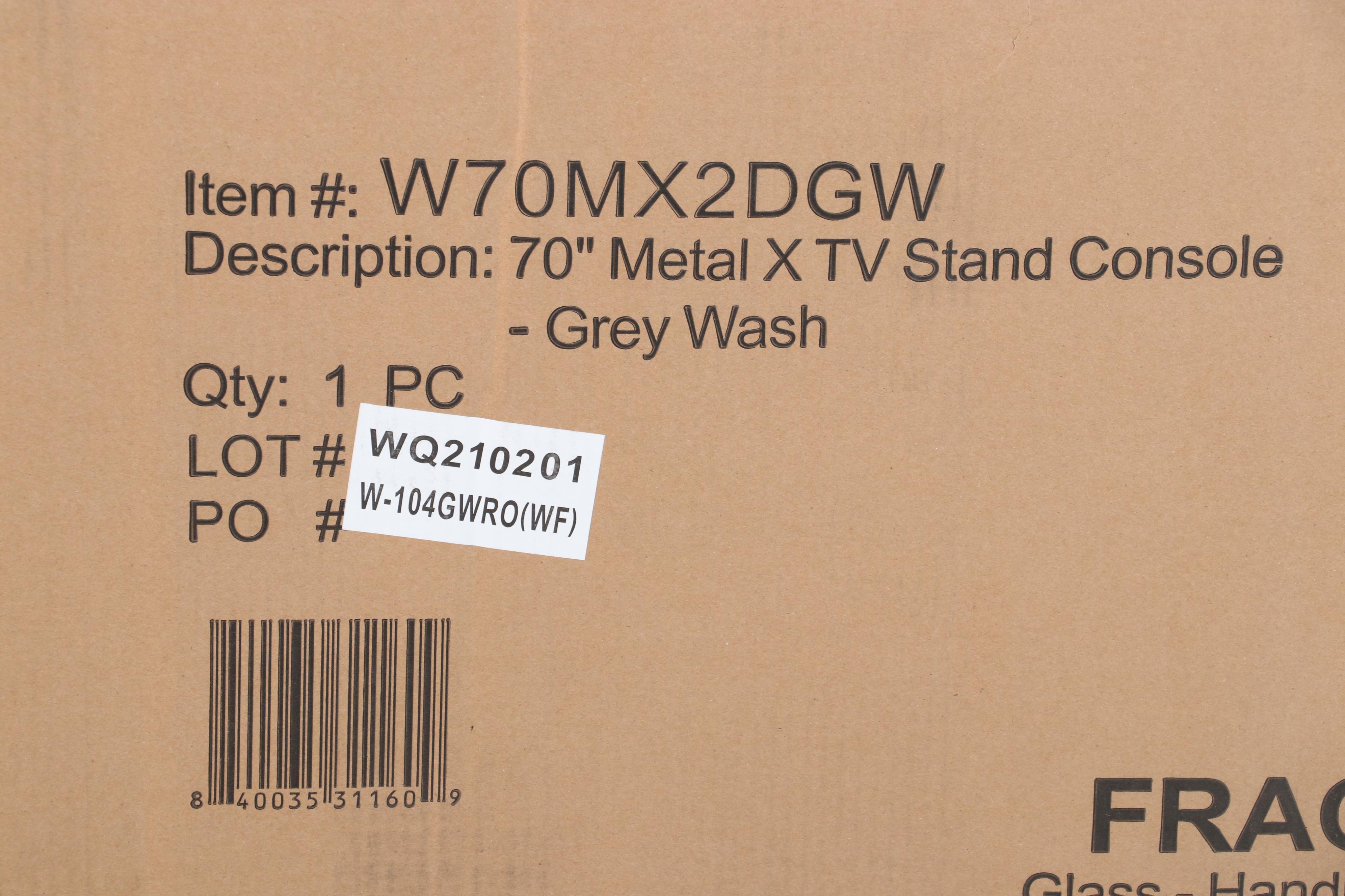 Walker Edison 70" Farmhouse Metal X TV Stand in Grey Wash