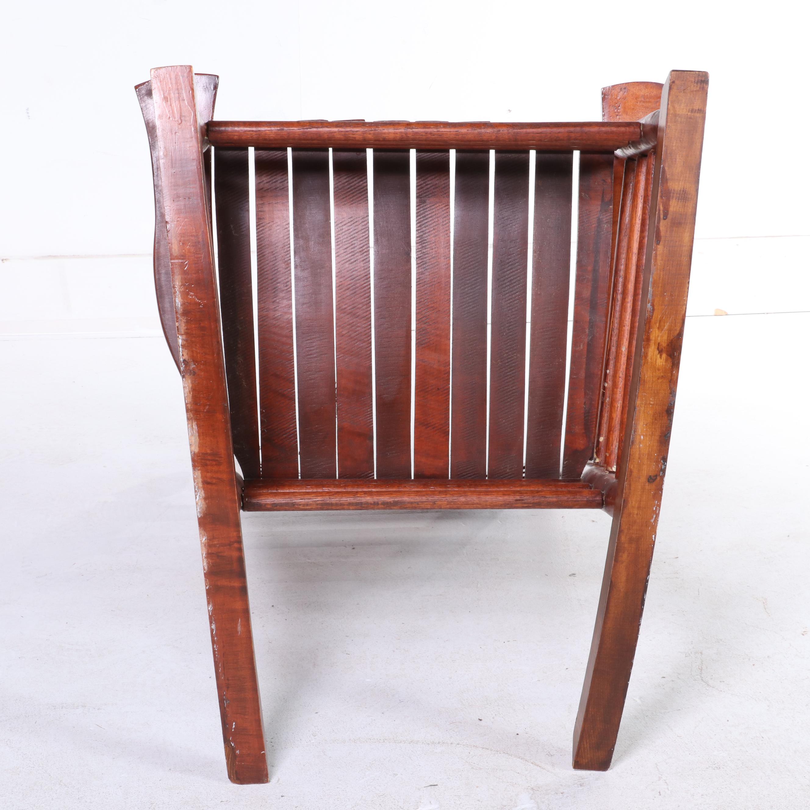 American Primitive Tiger Maple Ladder-Back Rocker, 20th Century | EBTH