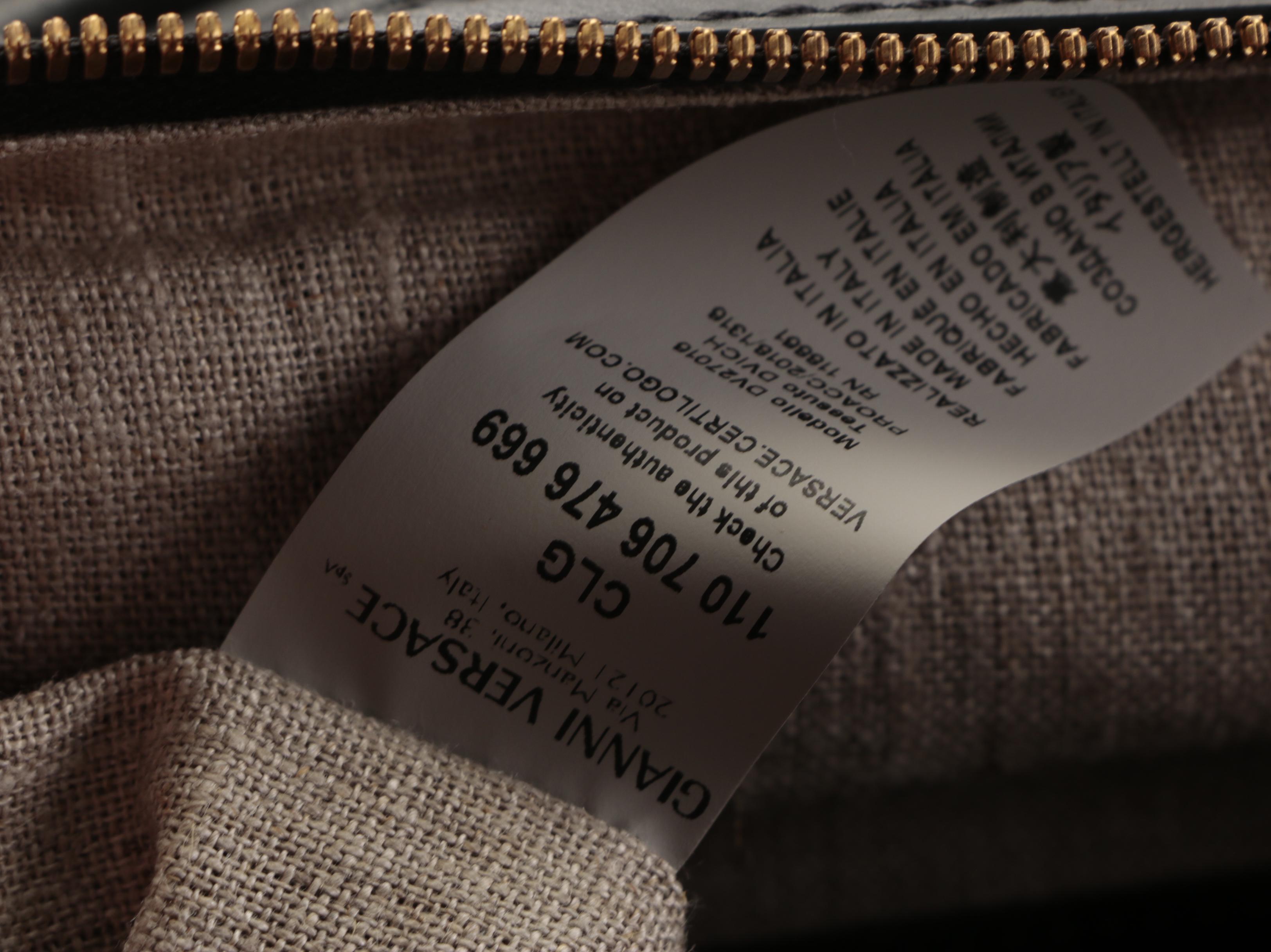 Versace Large Duffle Bag in Studded/Padded Black Leather with Detachable Strap