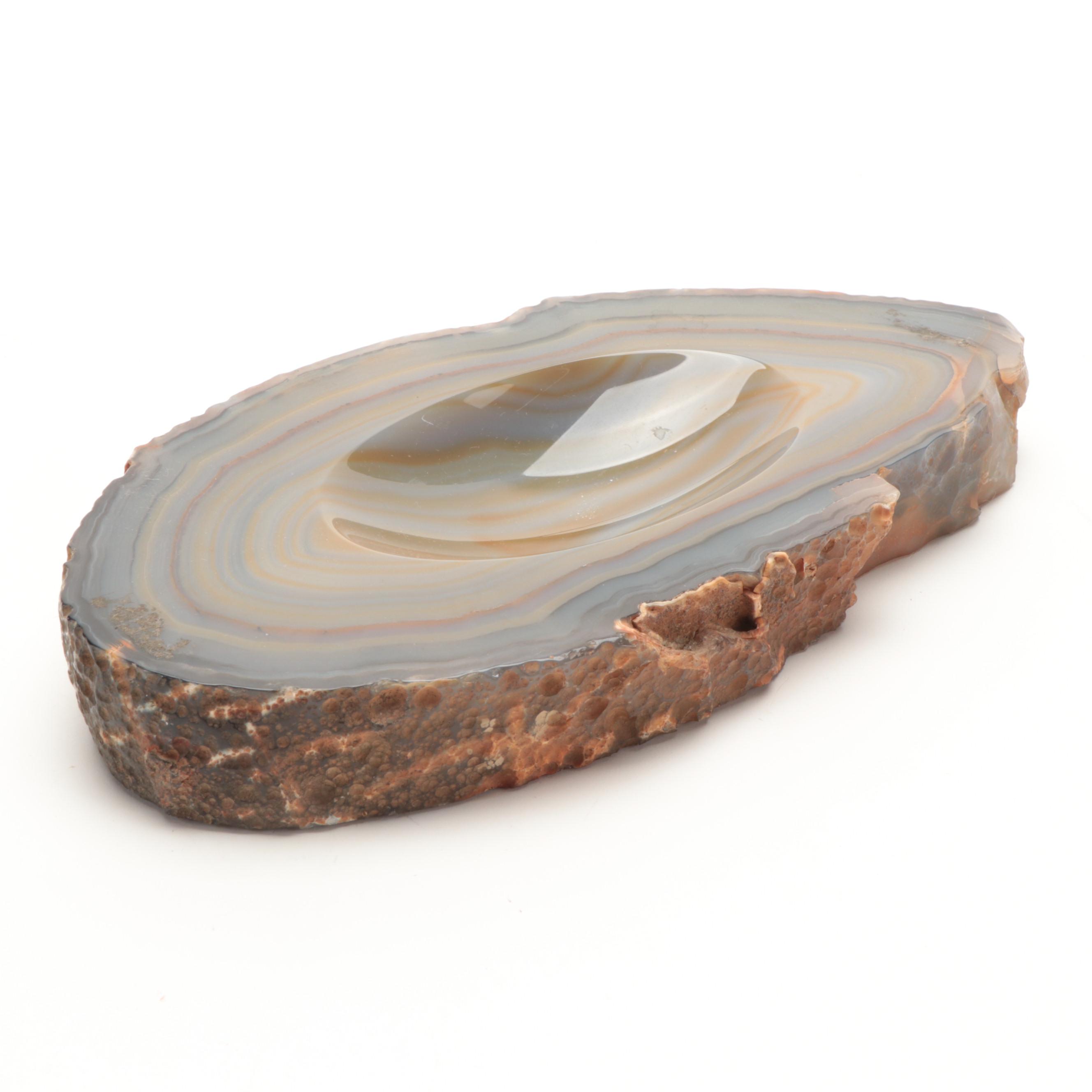 Italian Carved Alabaster Owl Figures with Other Alabaster Sphere and Agate Bowl