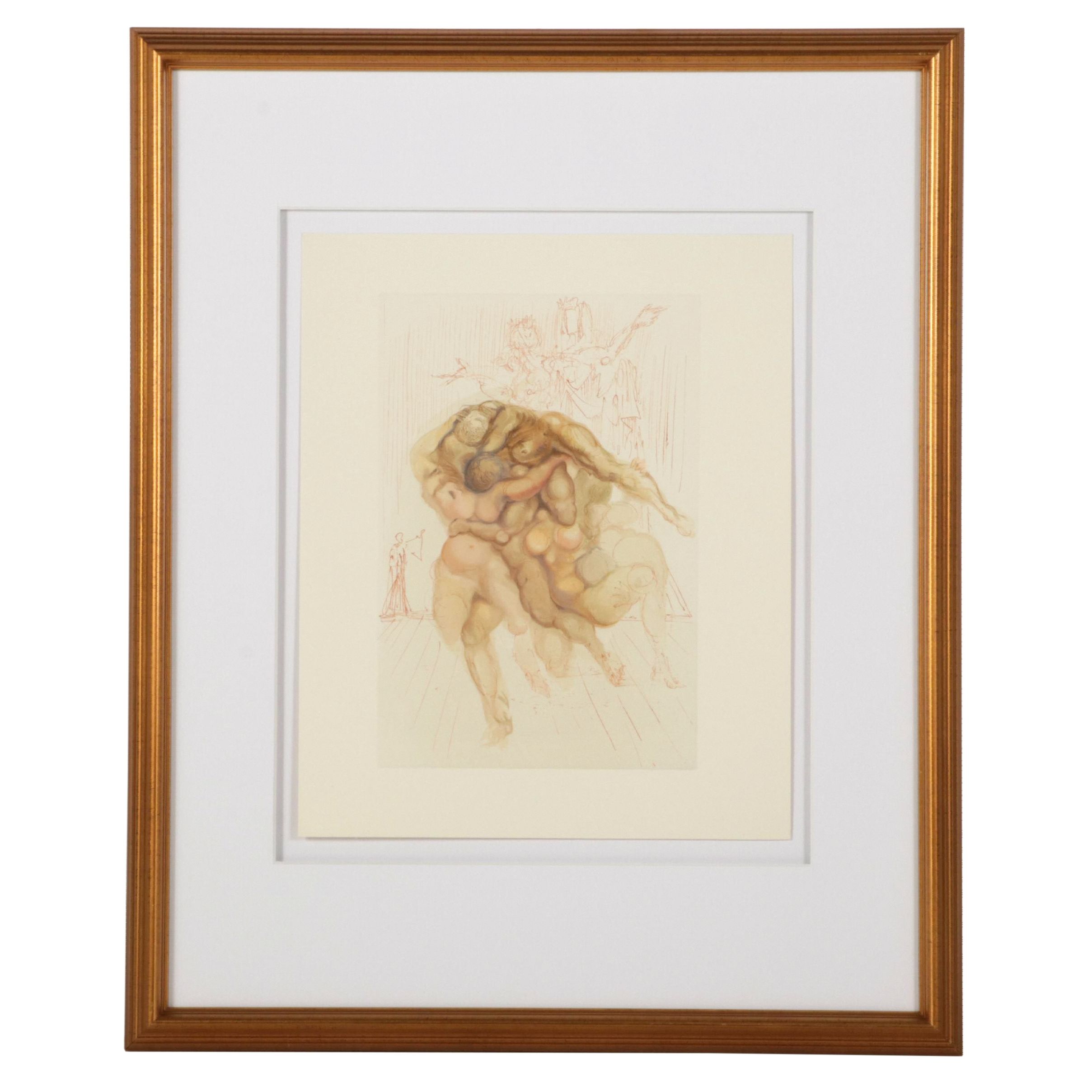 Salvador Dalí Wood Engraving "Les coléreux"