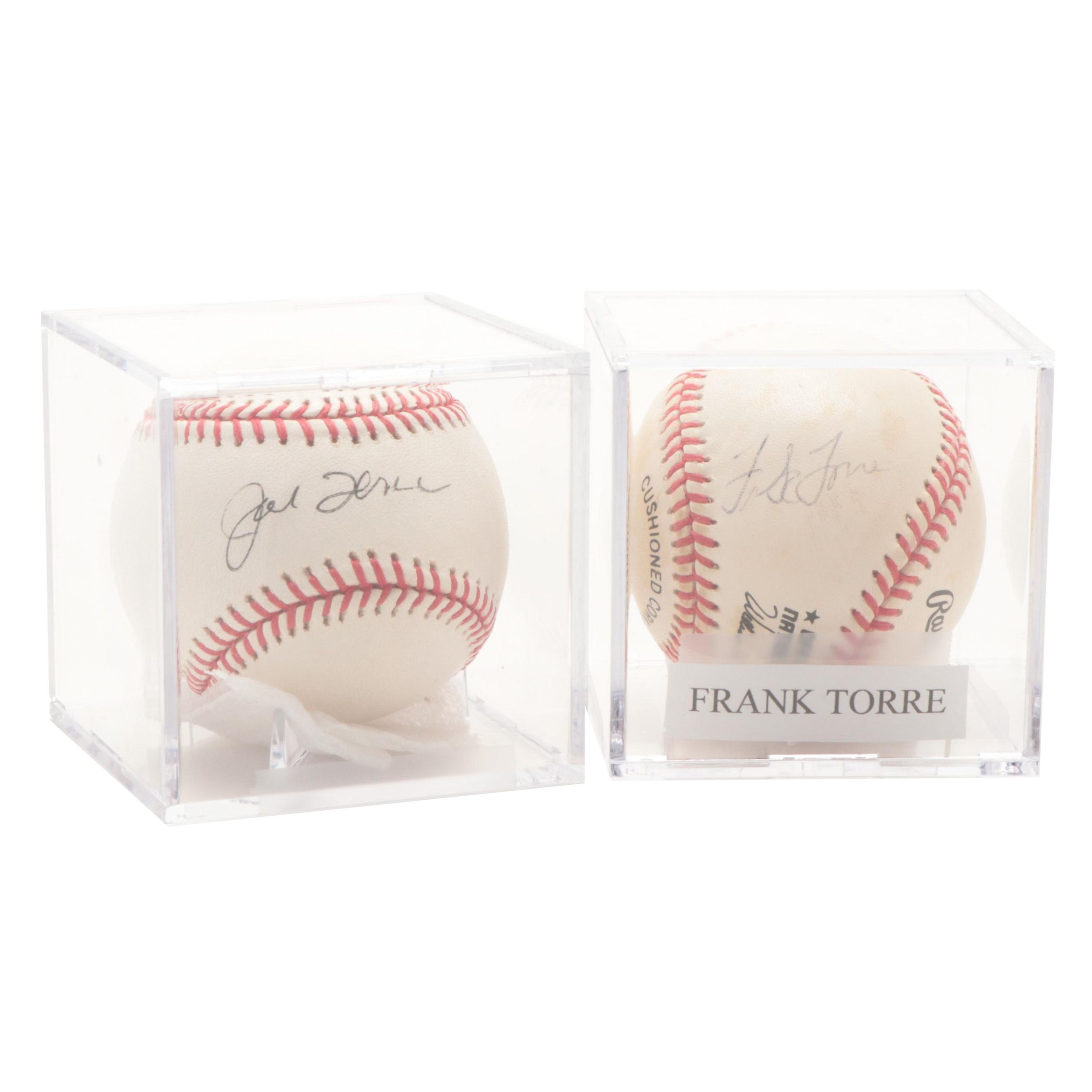Joe Torre and Frank Torre Signed Official MLB Rawlings Baseballs