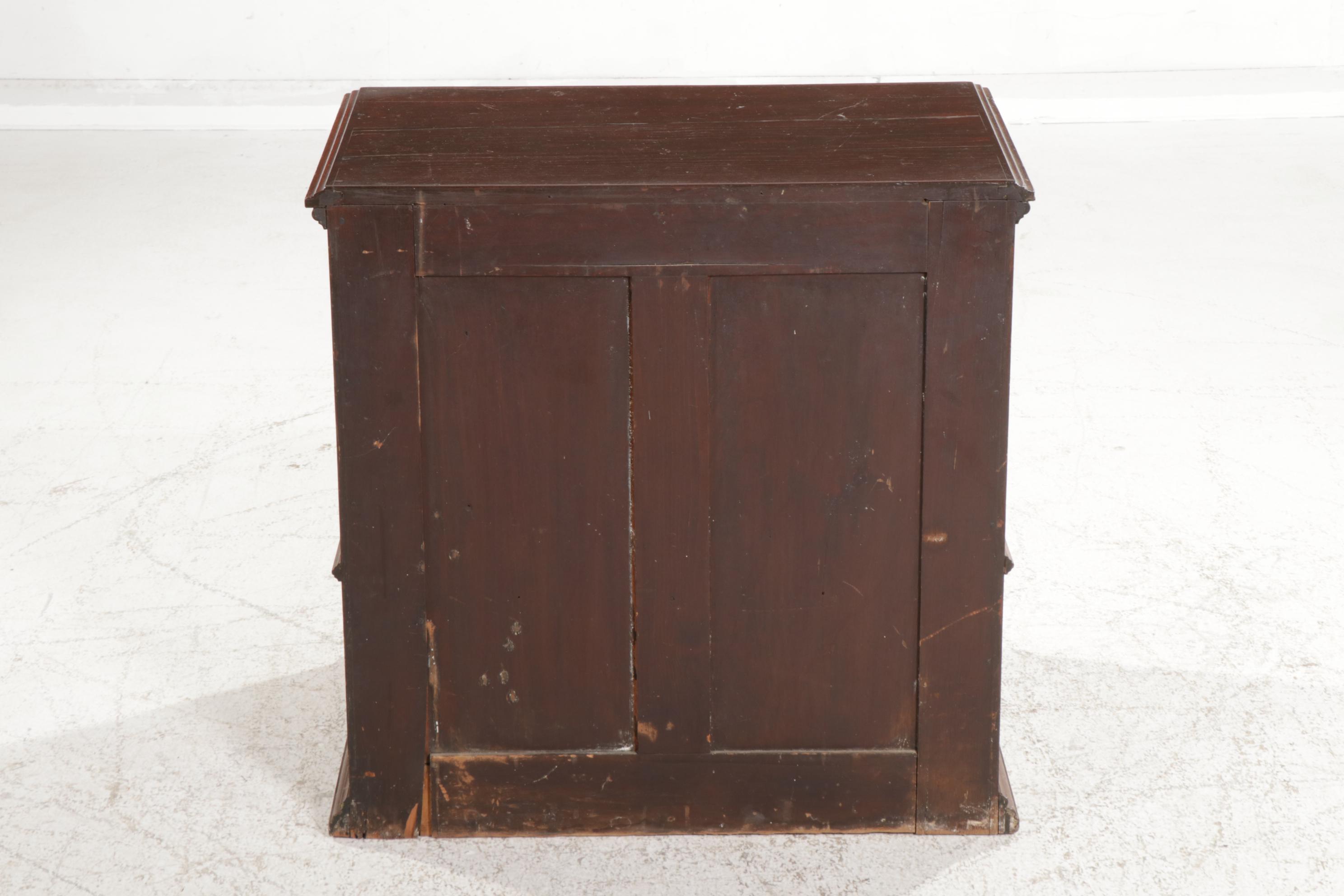 Leonard Silk Co. Victorian Oak, Burl Wood and Glass Spool Cabinet