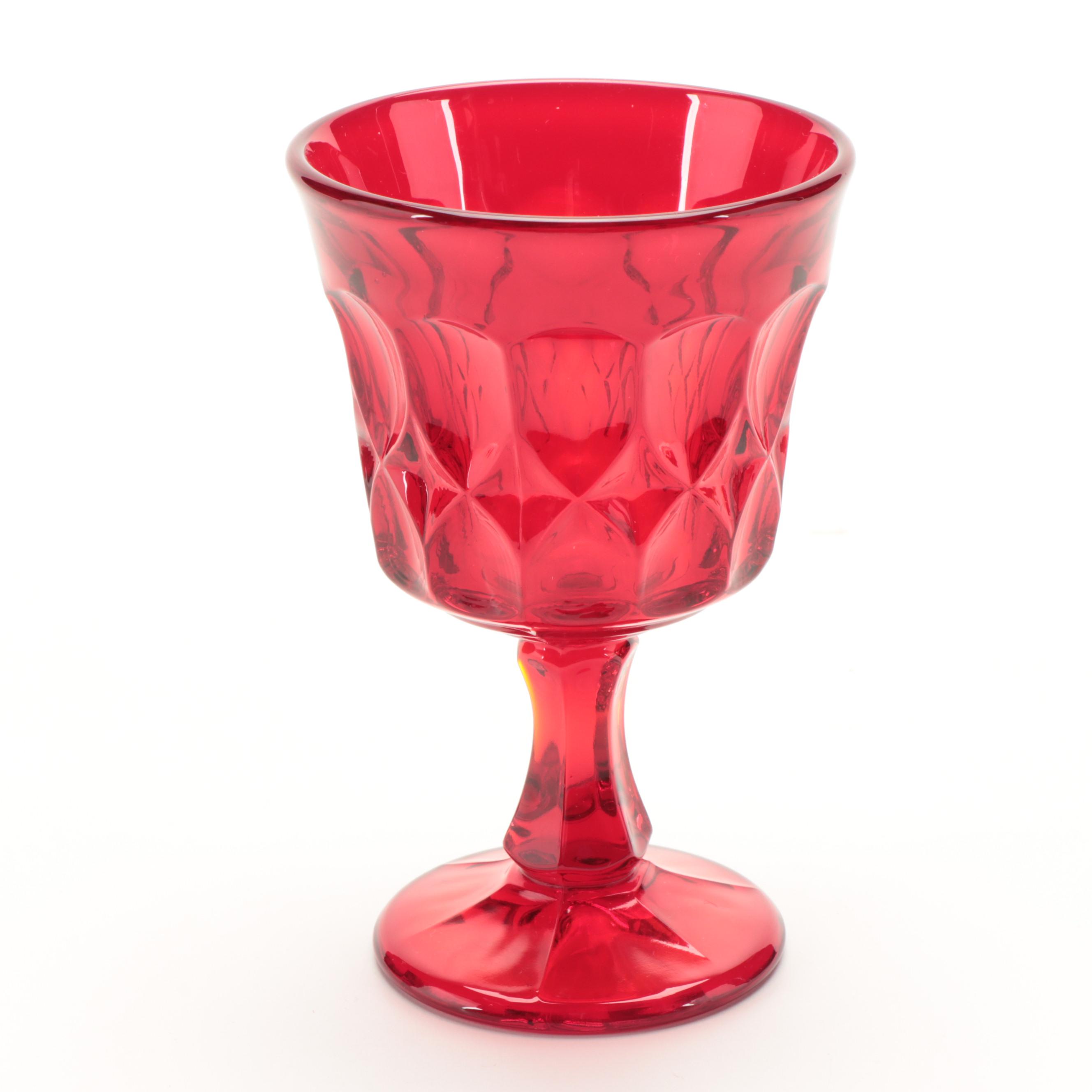 Noritake "Perspective" Ruby Pressed Glass Wine Glasses, 1970-1985
