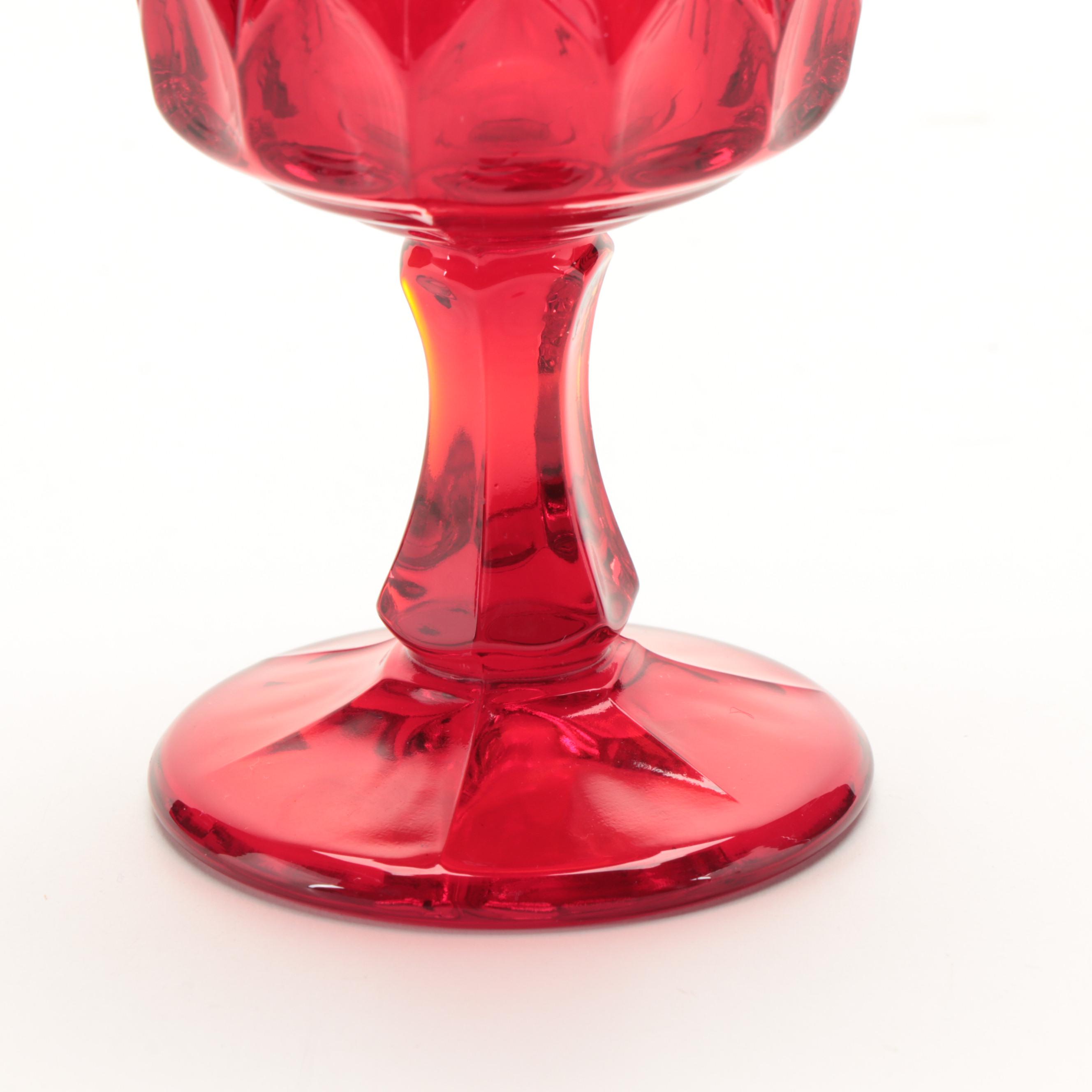 Noritake "Perspective" Ruby Pressed Glass Wine Glasses, 1970-1985