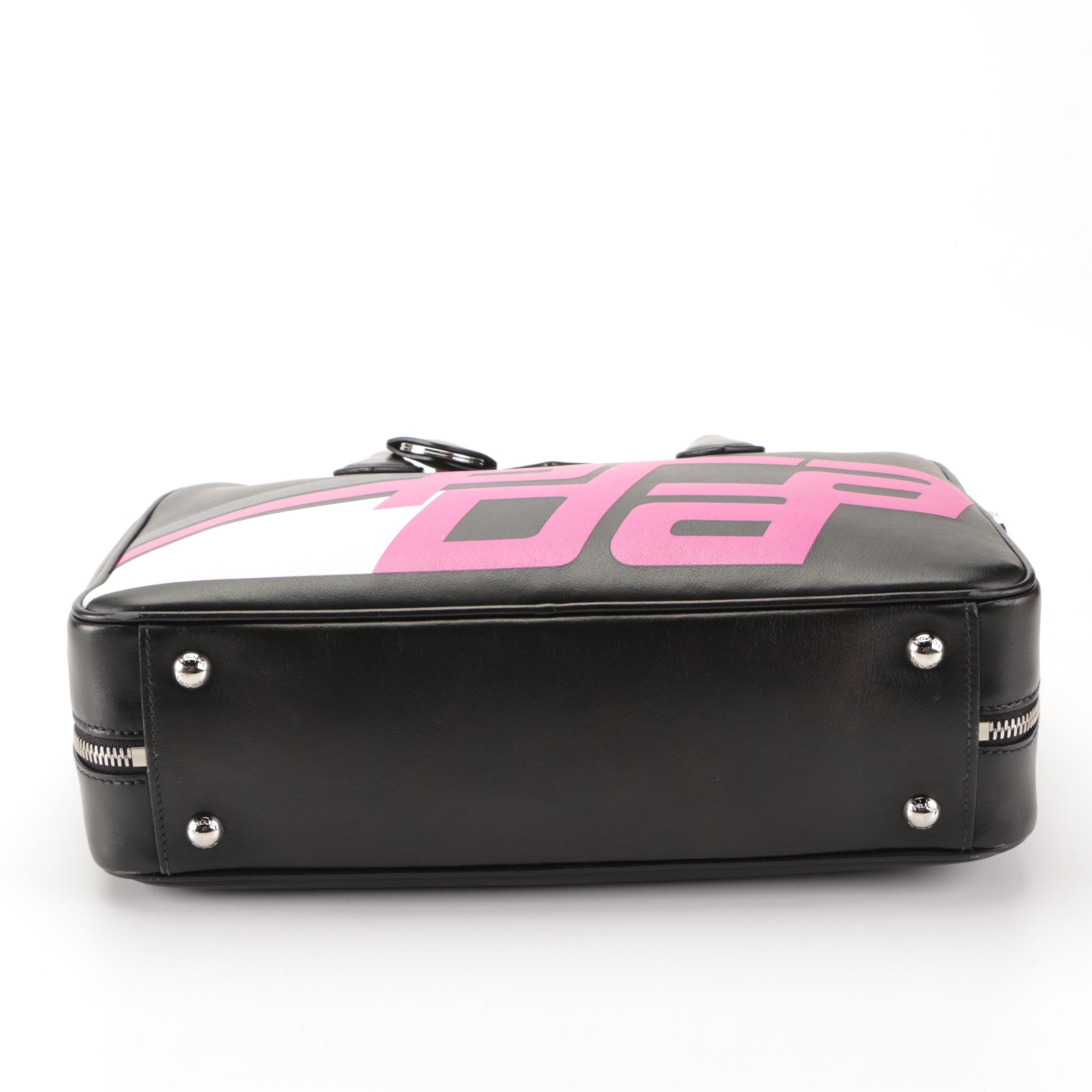 Prada Elektra Racing Large Bauletto Bag in Printed Leather with Shoulder Strap