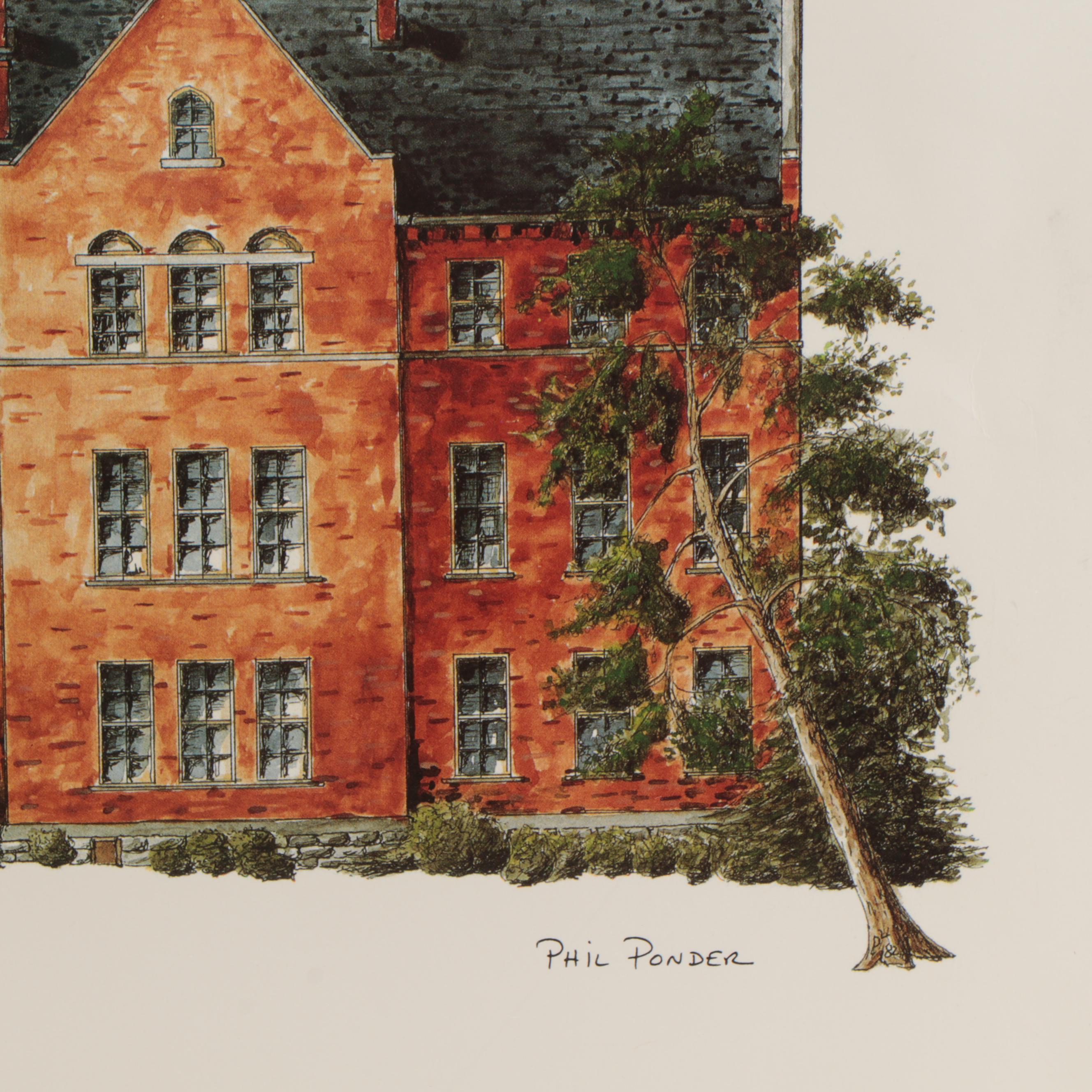 Phil Ponder Offset Lithograph "Memorial Hall / Cumberland University"