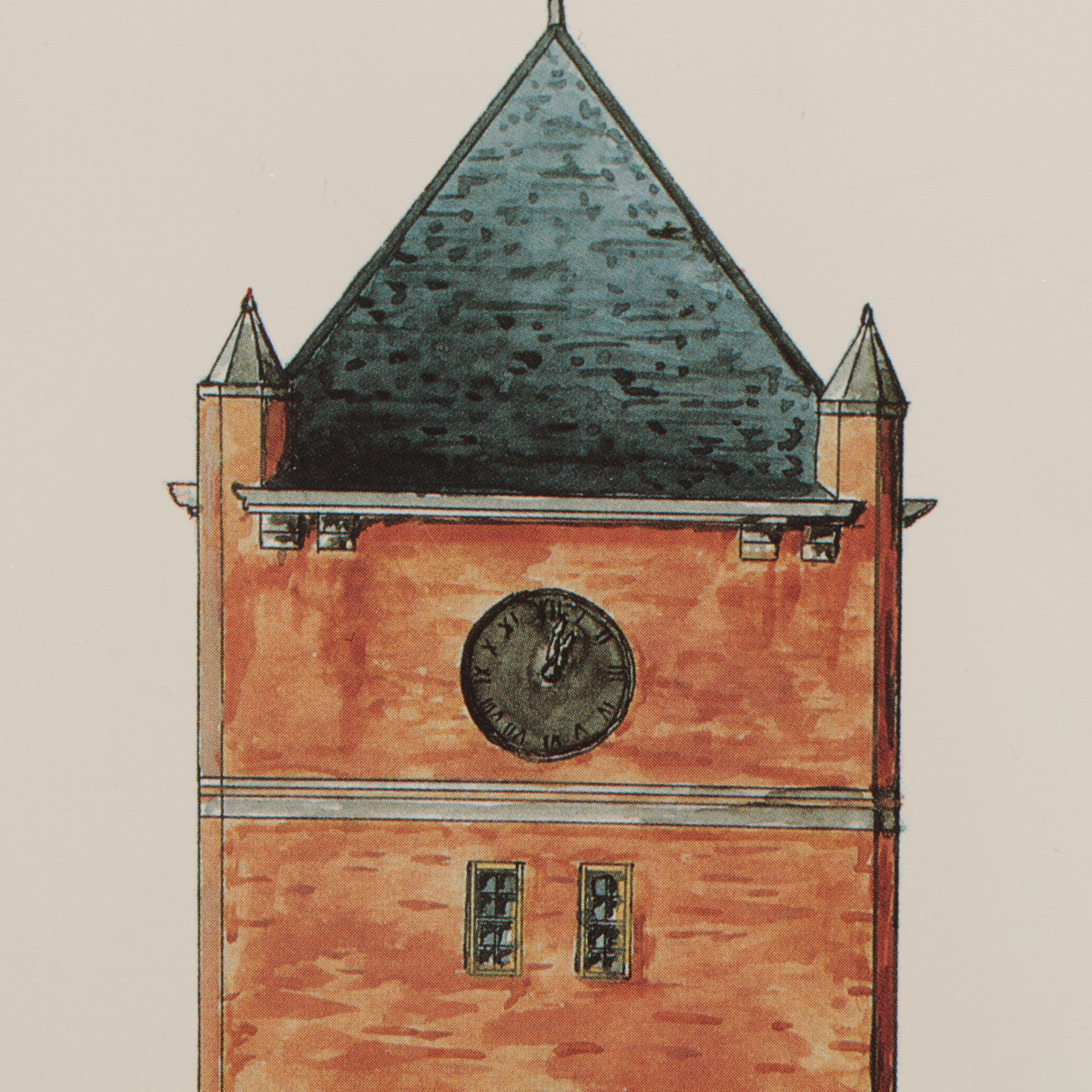 Phil Ponder Offset Lithograph "Memorial Hall / Cumberland University"