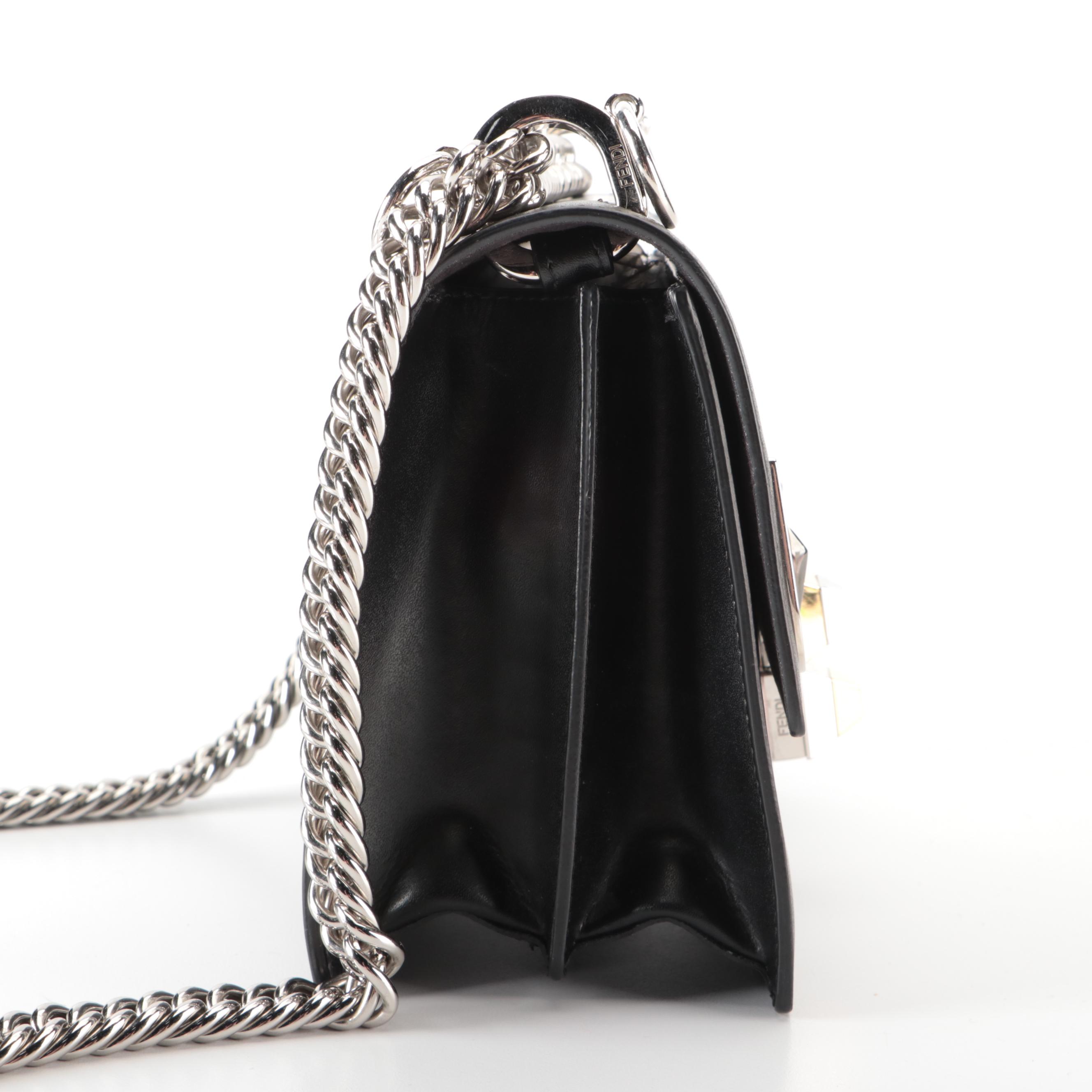 Fendi Mini Kan I Monster Shoulder Bag in Black Leather