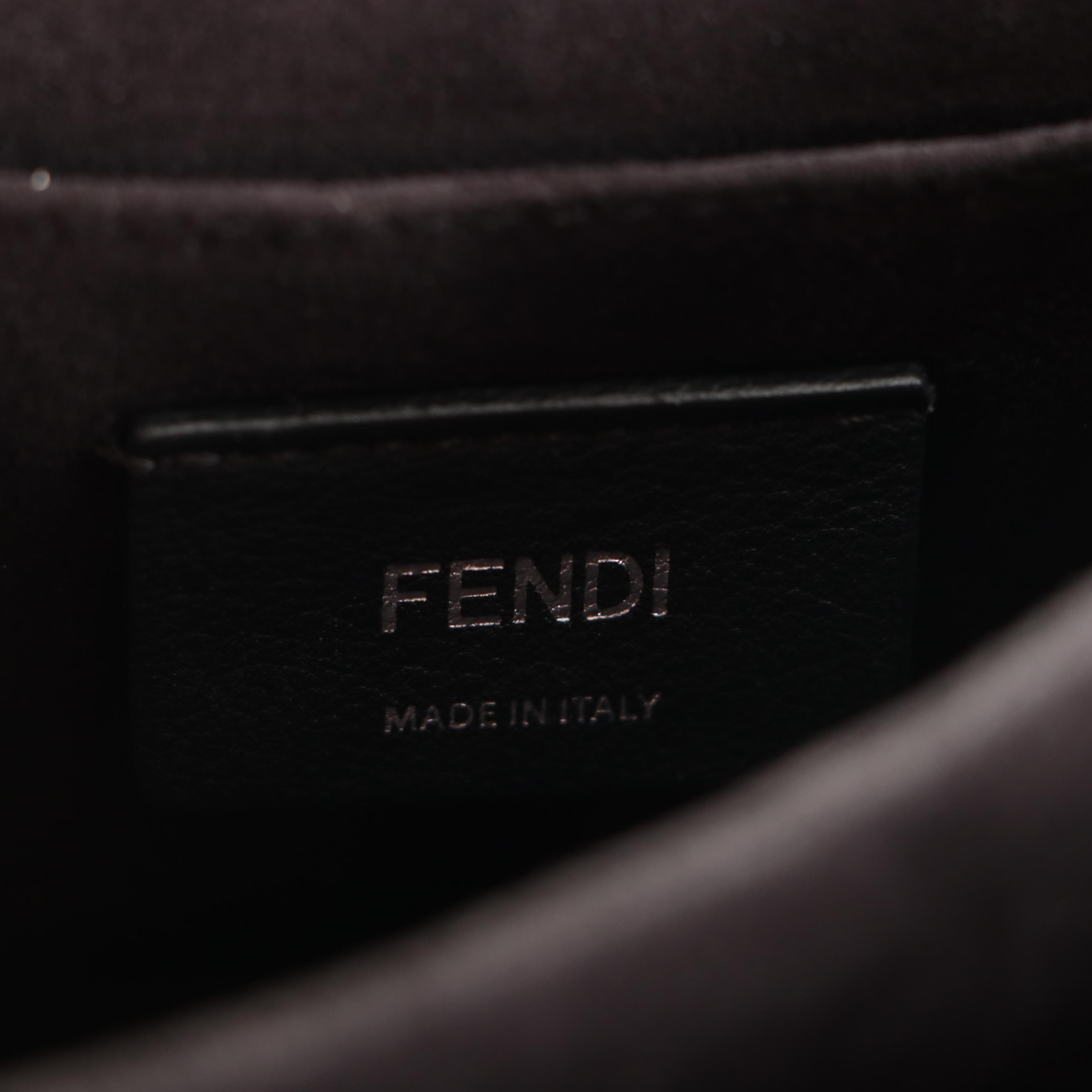 Fendi Mini Kan I Monster Shoulder Bag in Black Leather