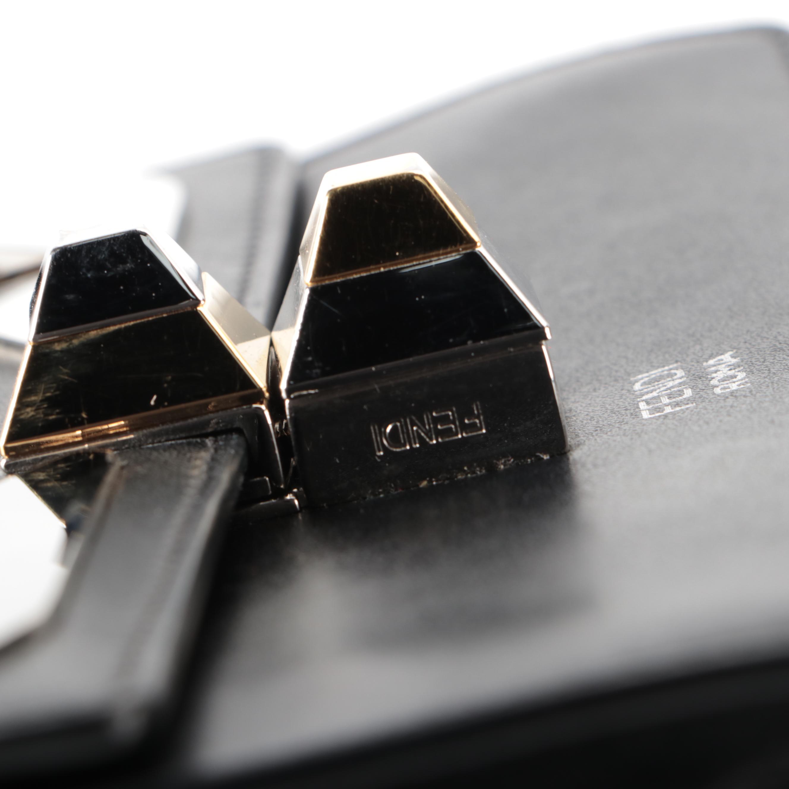 Fendi Mini Kan I Monster Shoulder Bag in Black Leather