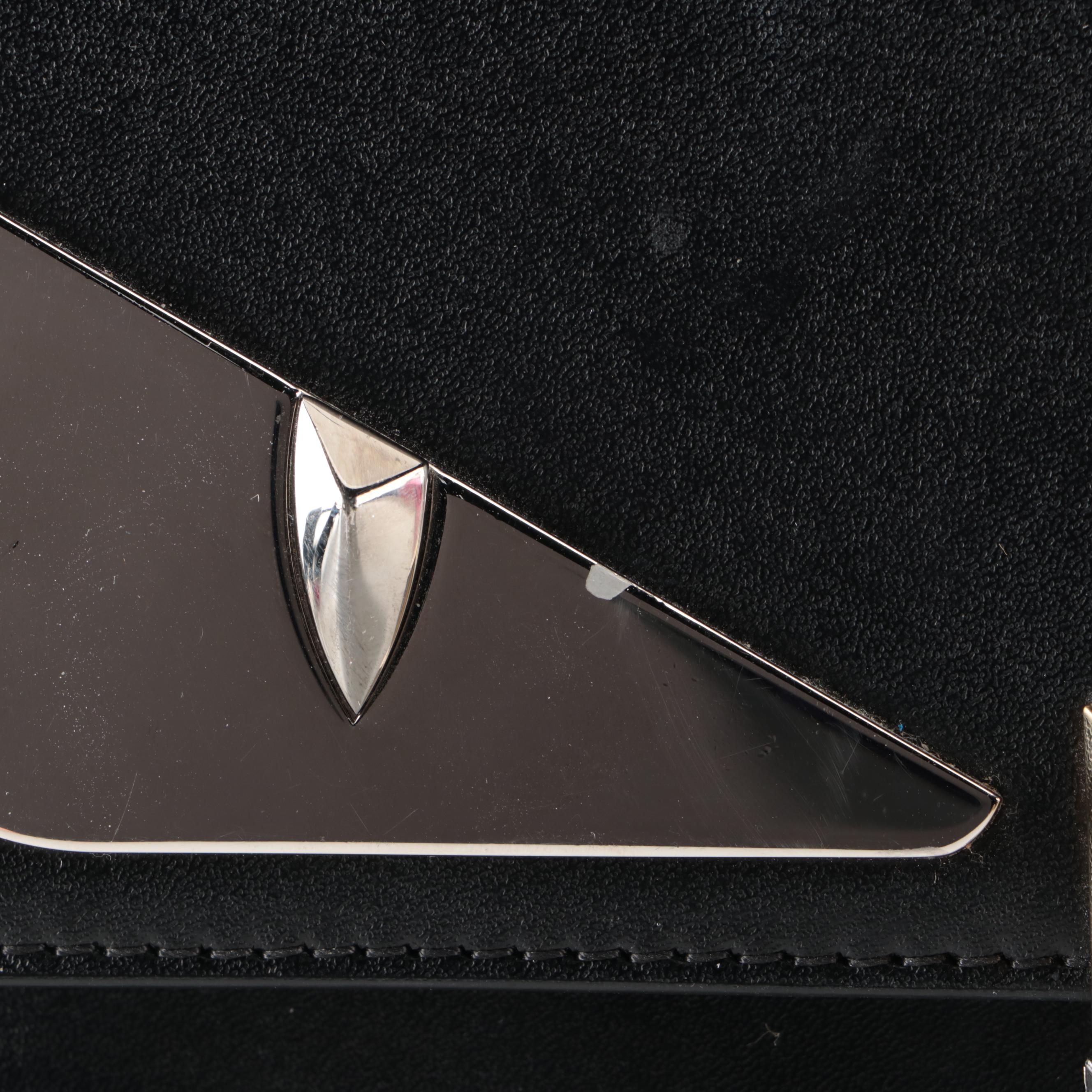 Fendi Mini Kan I Monster Shoulder Bag in Black Leather