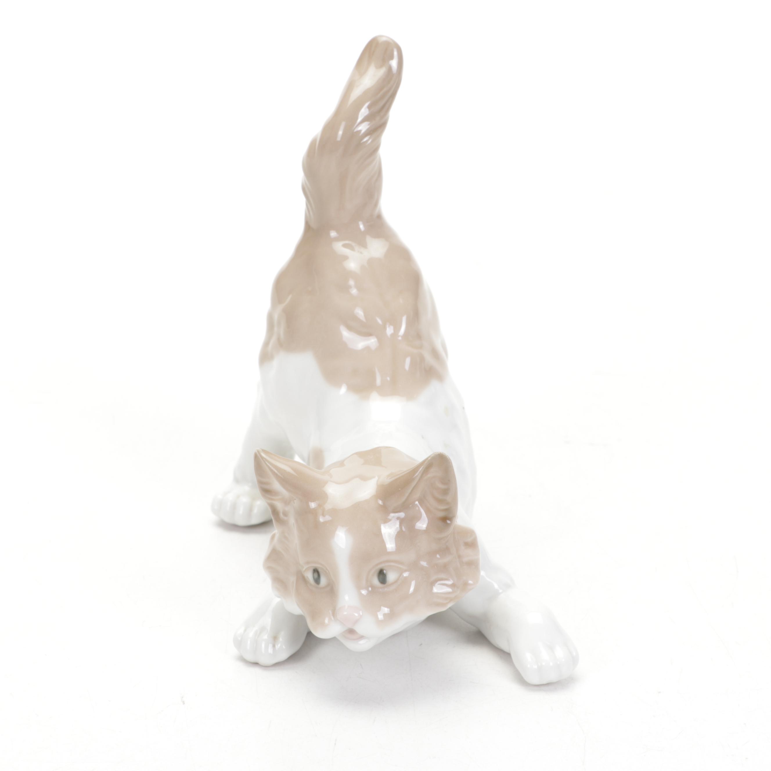 Lladró "Playful Cat" Porcelain Figurine and Christmas Ornaments