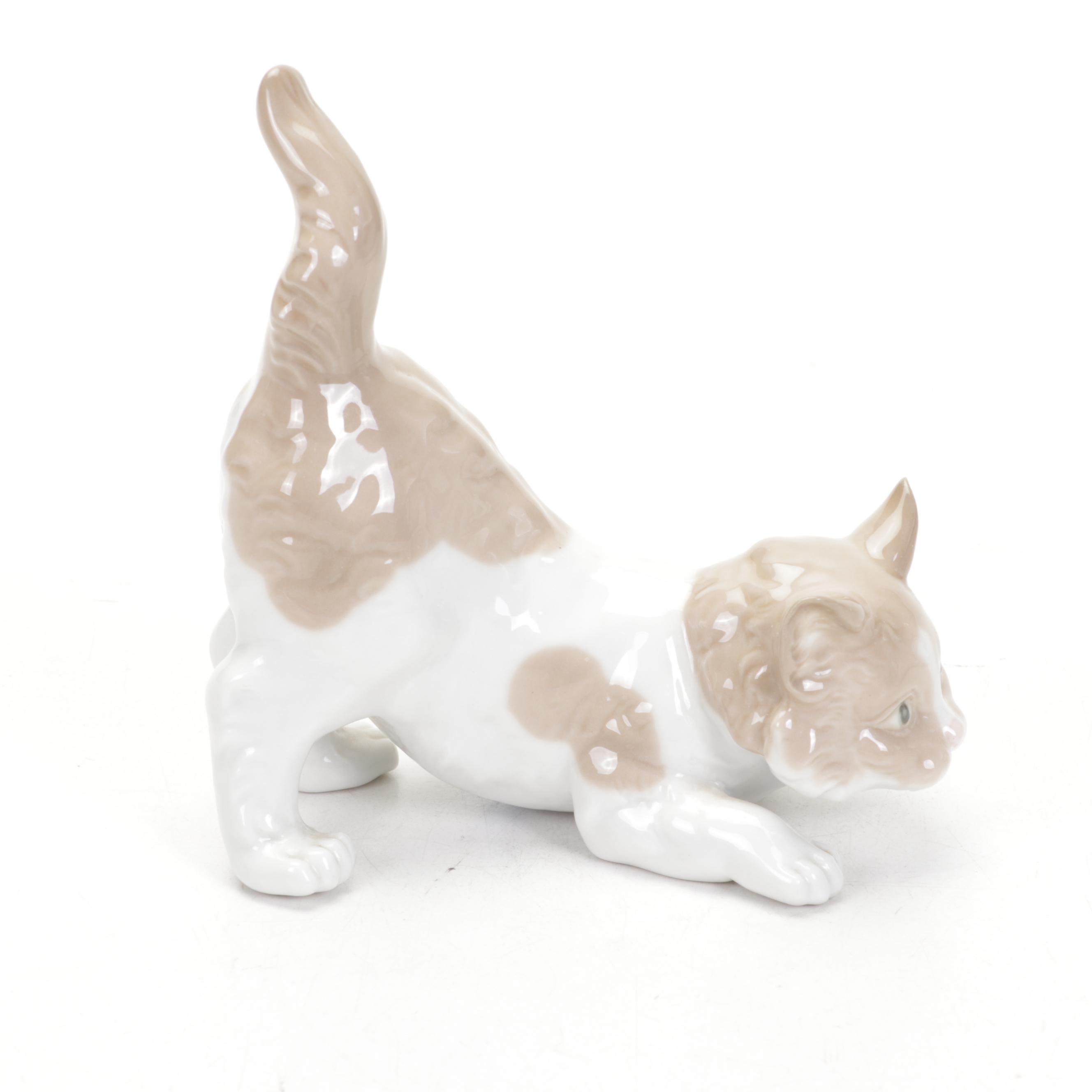 Lladró "Playful Cat" Porcelain Figurine and Christmas Ornaments
