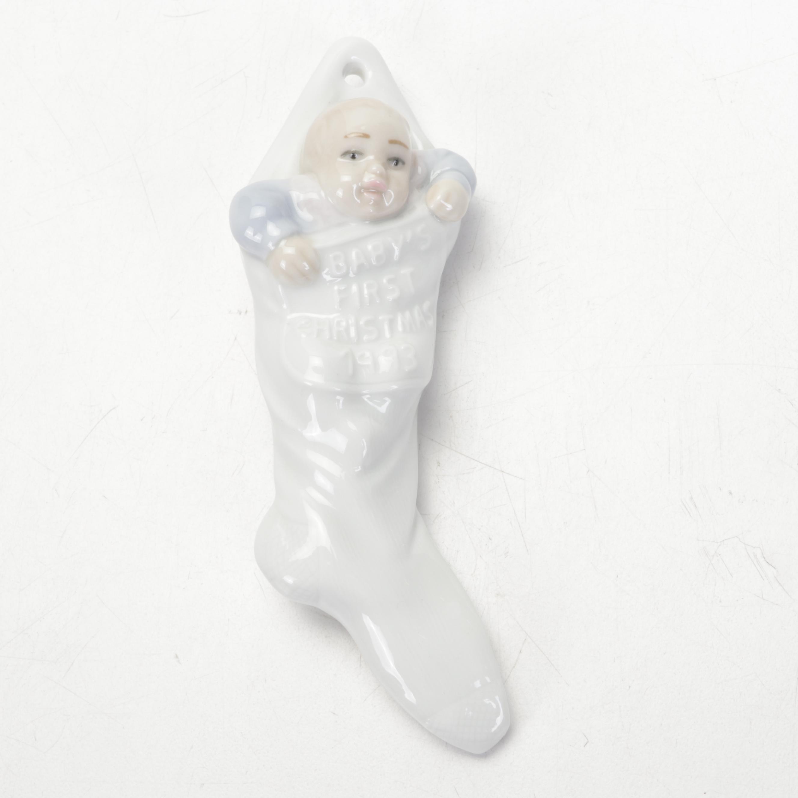 Lladró "Playful Cat" Porcelain Figurine and Christmas Ornaments