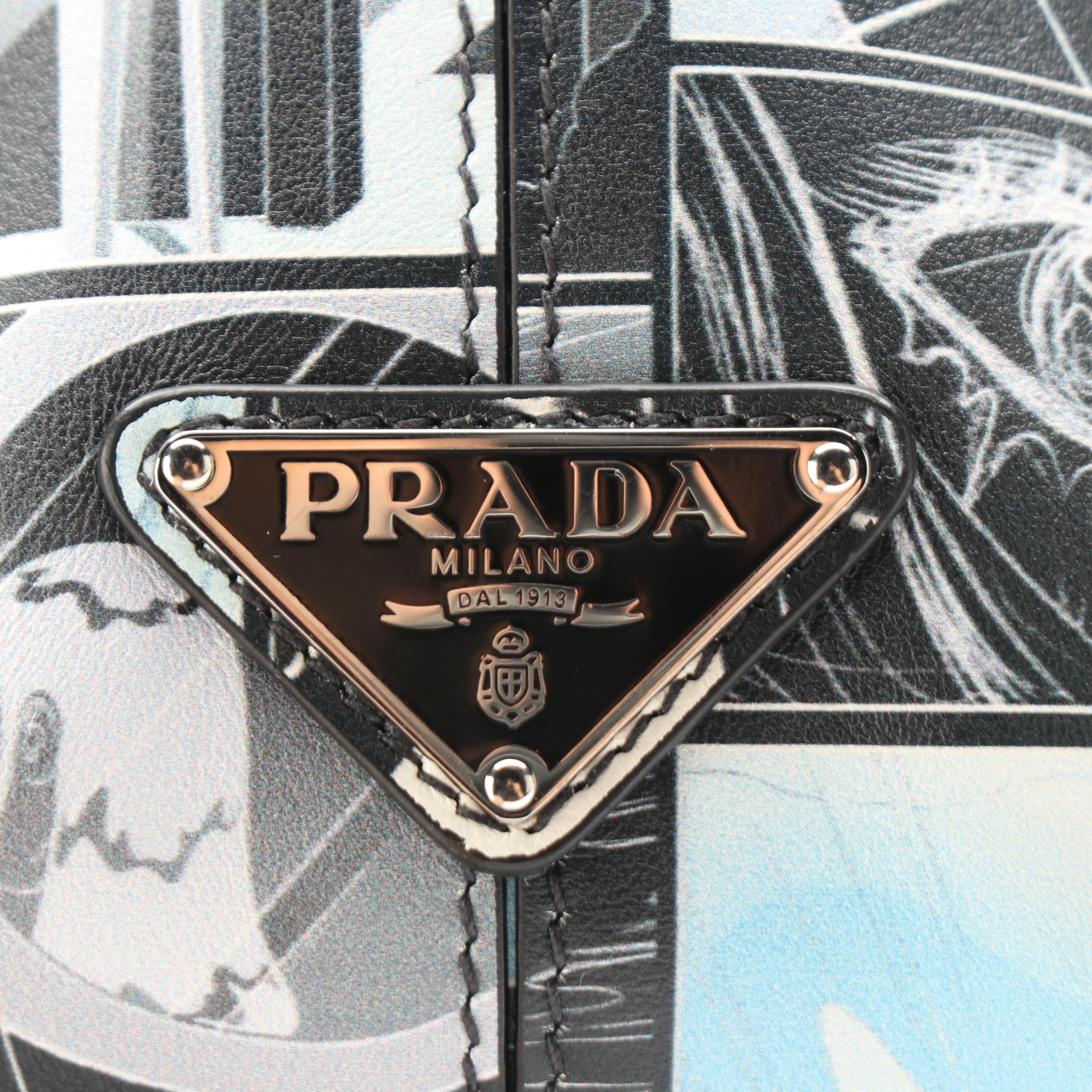 Prada Graphic Comic Style Messenger Bag in Printed Leather