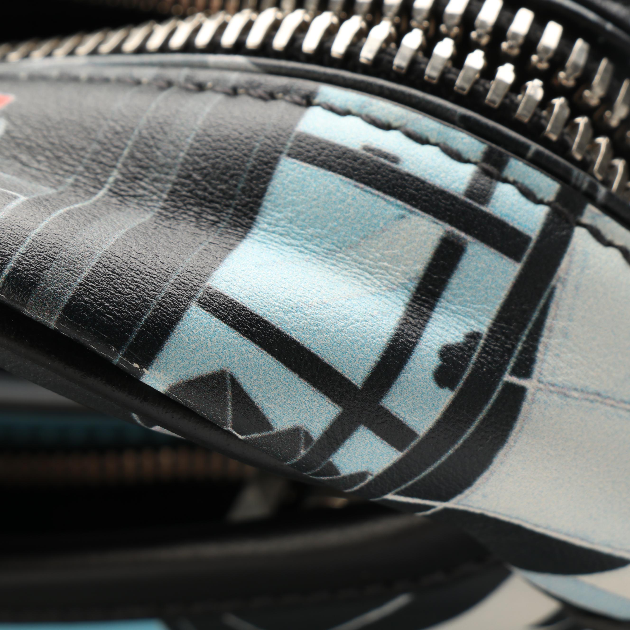 Prada Graphic Comic Style Messenger Bag in Printed Leather