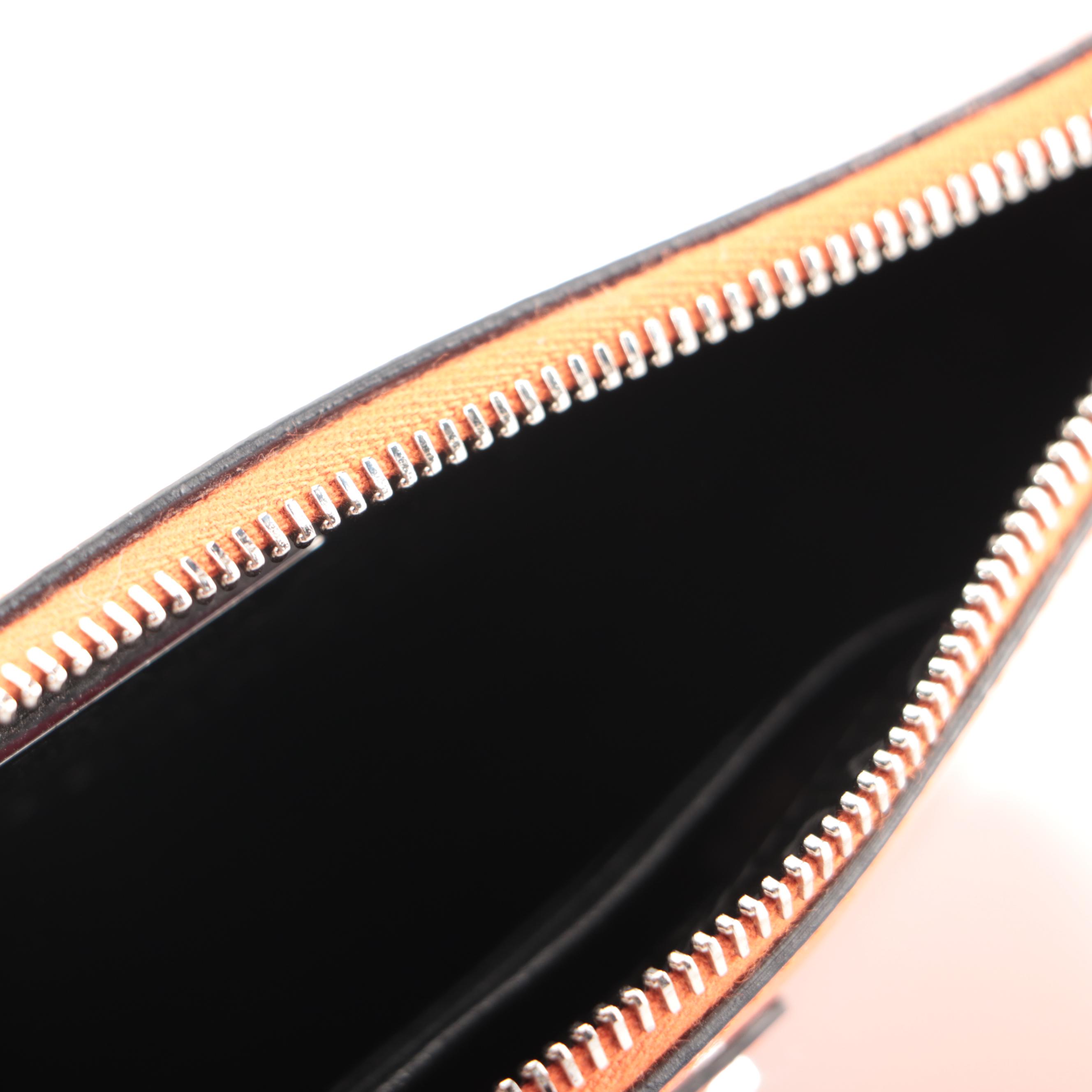 Prada Small Zip Pochette-on-Chain in Orange Saffiano Patent Leather