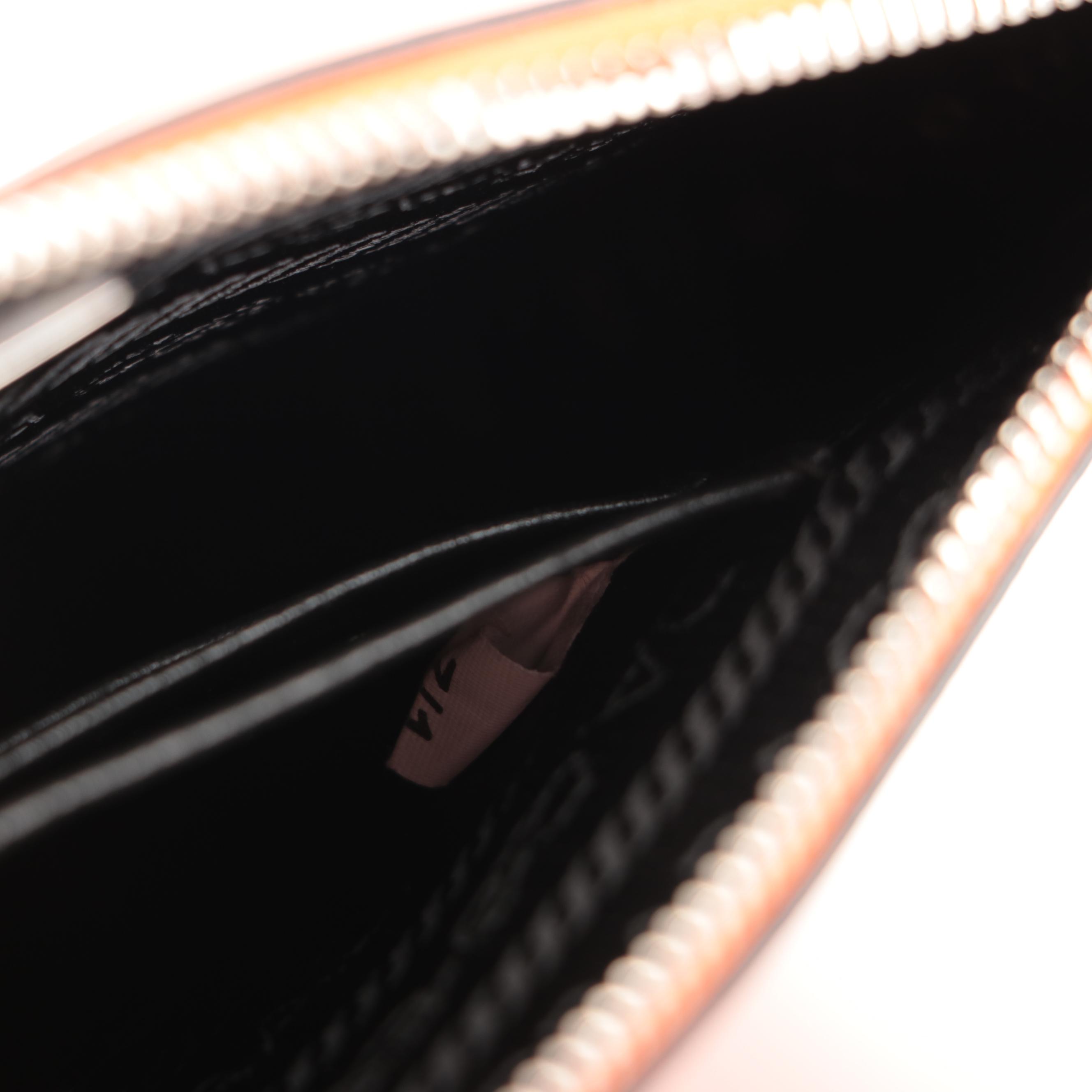 Prada Small Zip Pochette-on-Chain in Orange Saffiano Patent Leather