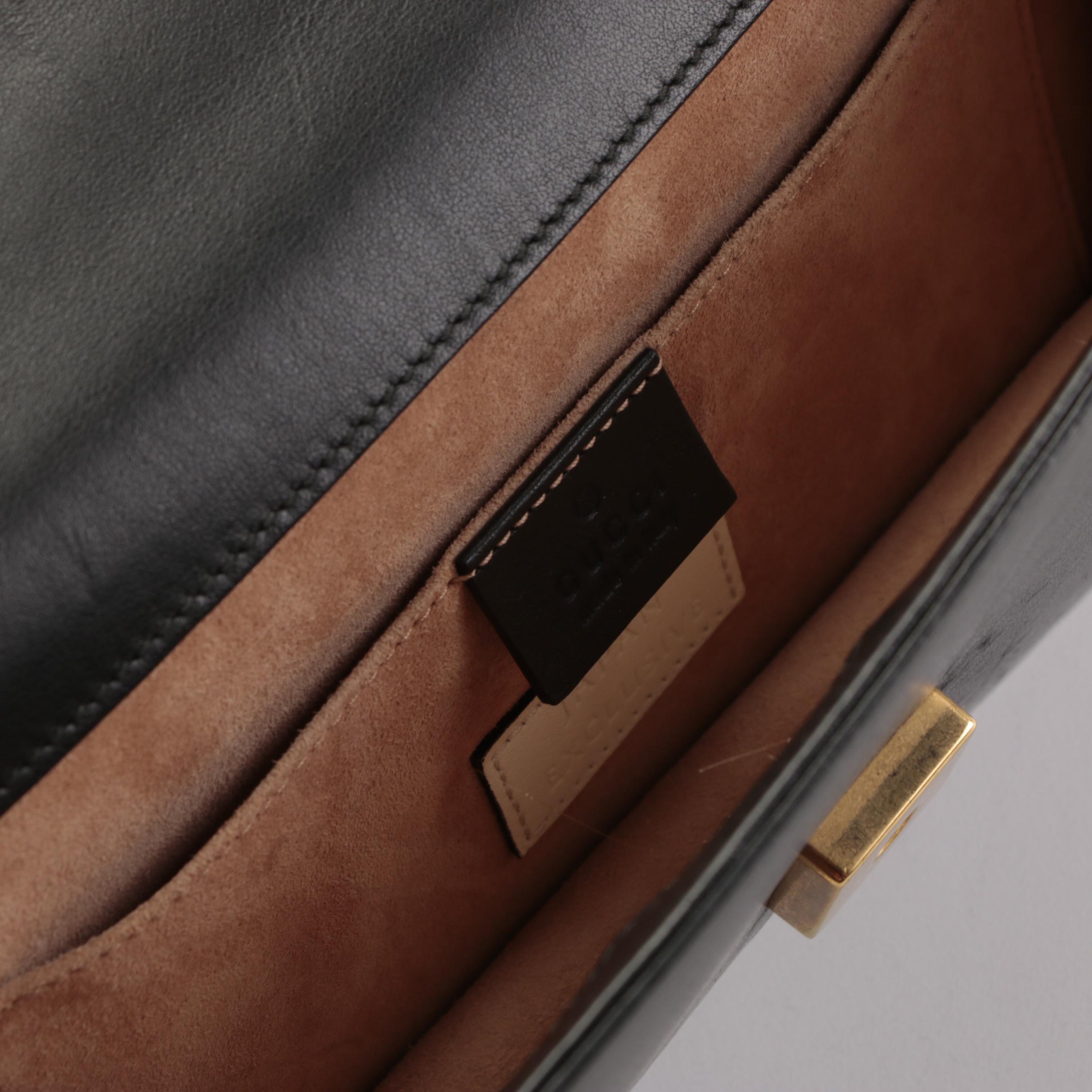 Gucci Japan Exclusive Marmont Bow Flap Shoulder Bag in Black Leather