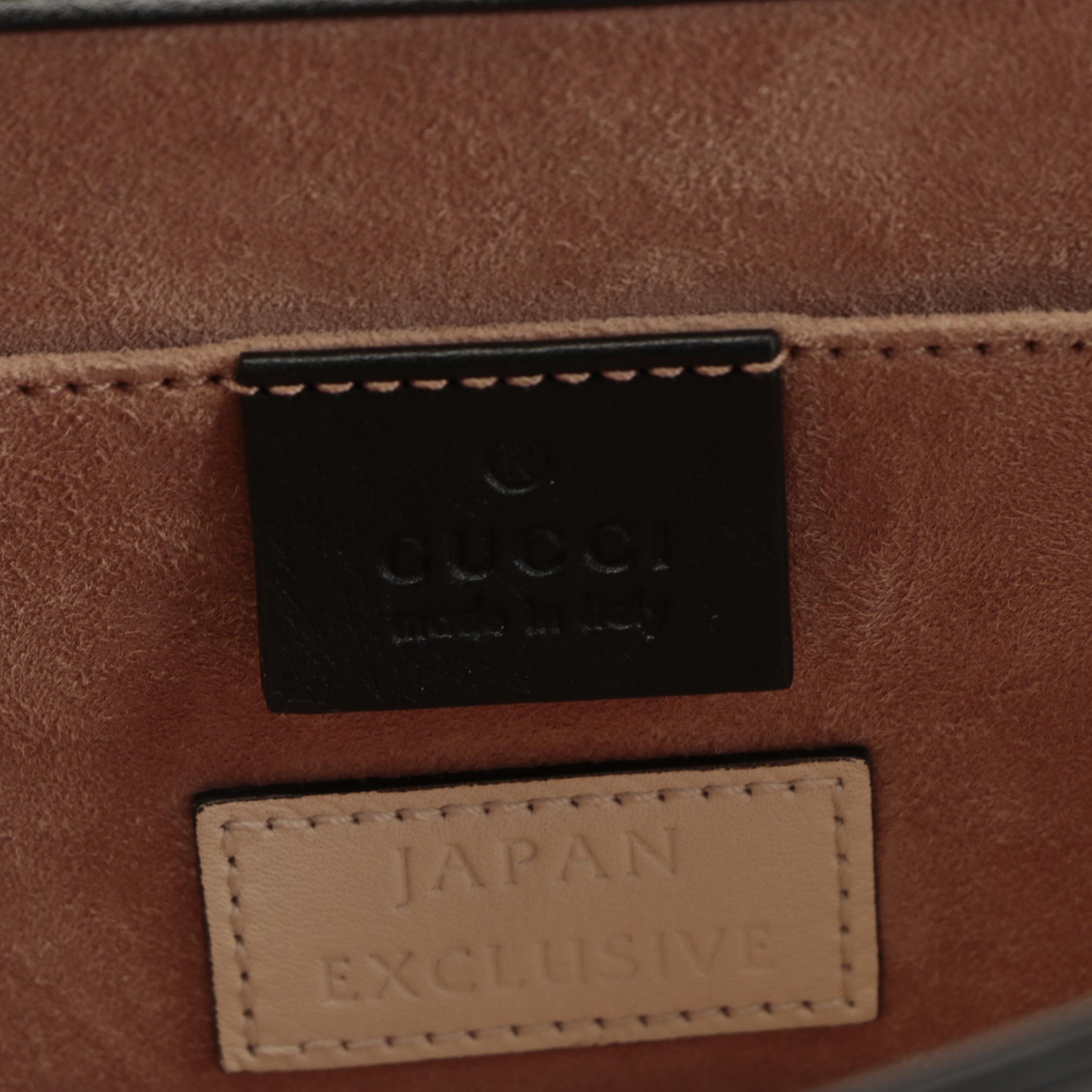 Gucci Japan Exclusive Marmont Bow Flap Shoulder Bag in Black Leather