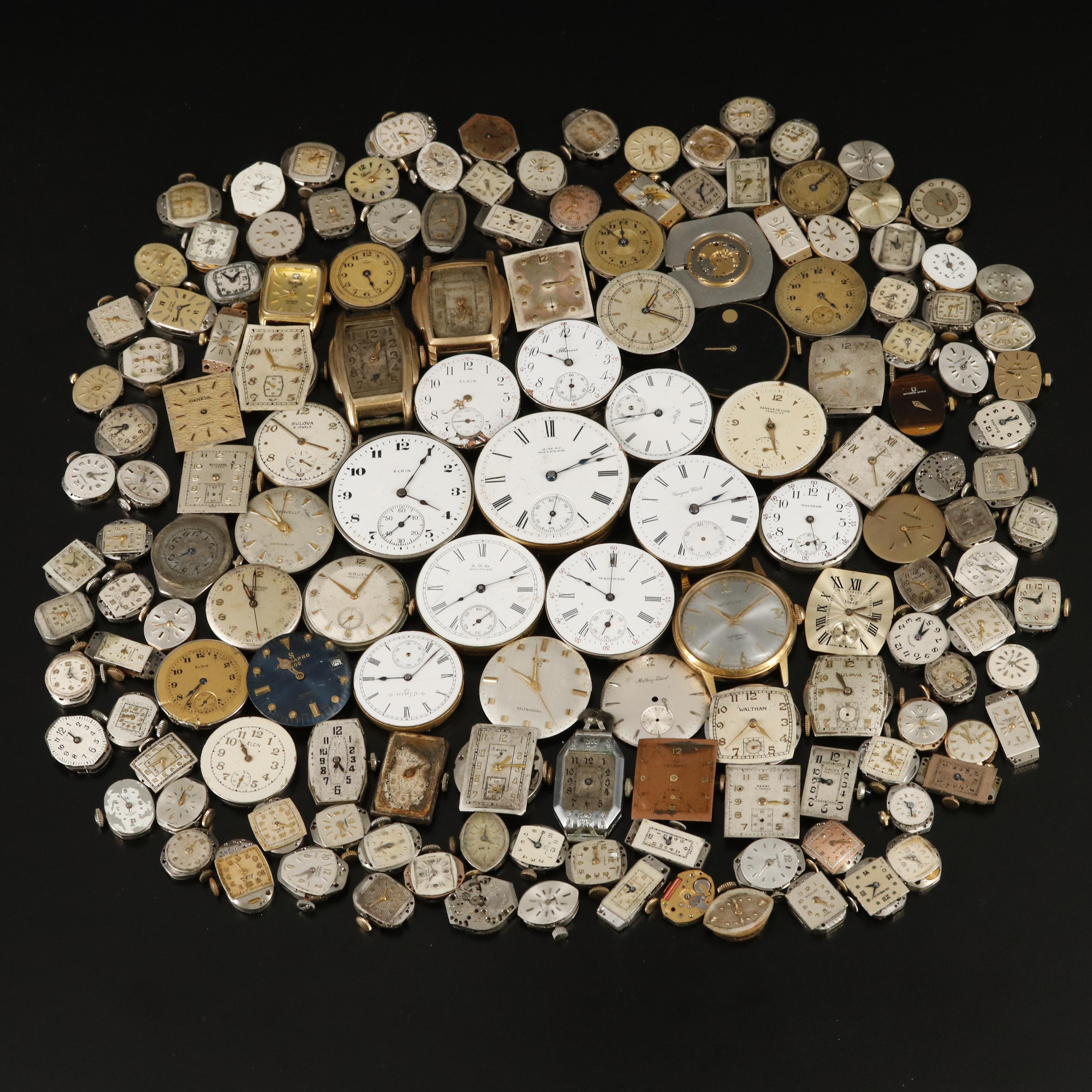 Over 150 Various Movements with Stem Wind, Quartz and Pocket Watch Timepieces