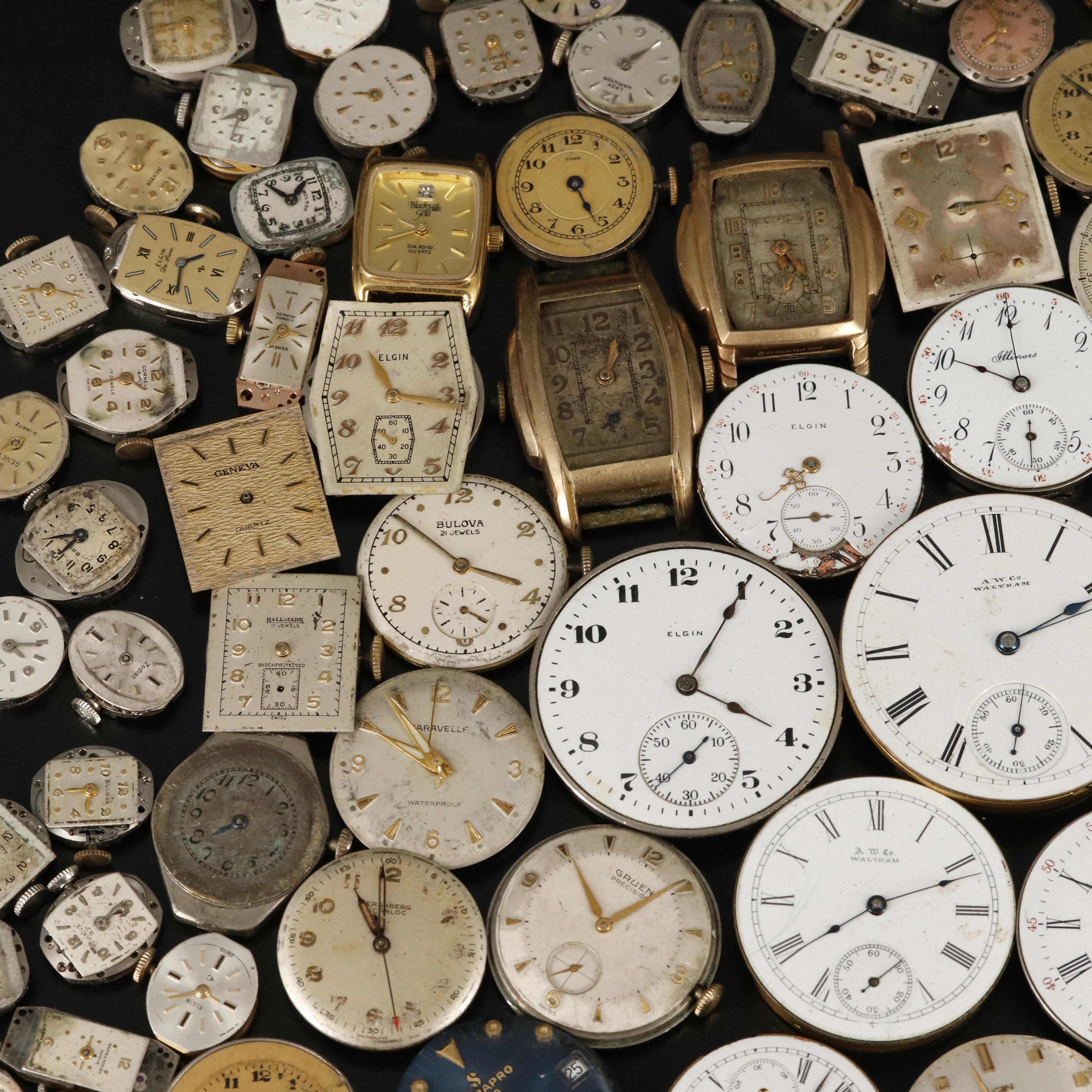 Over 150 Various Movements with Stem Wind, Quartz and Pocket Watch Timepieces