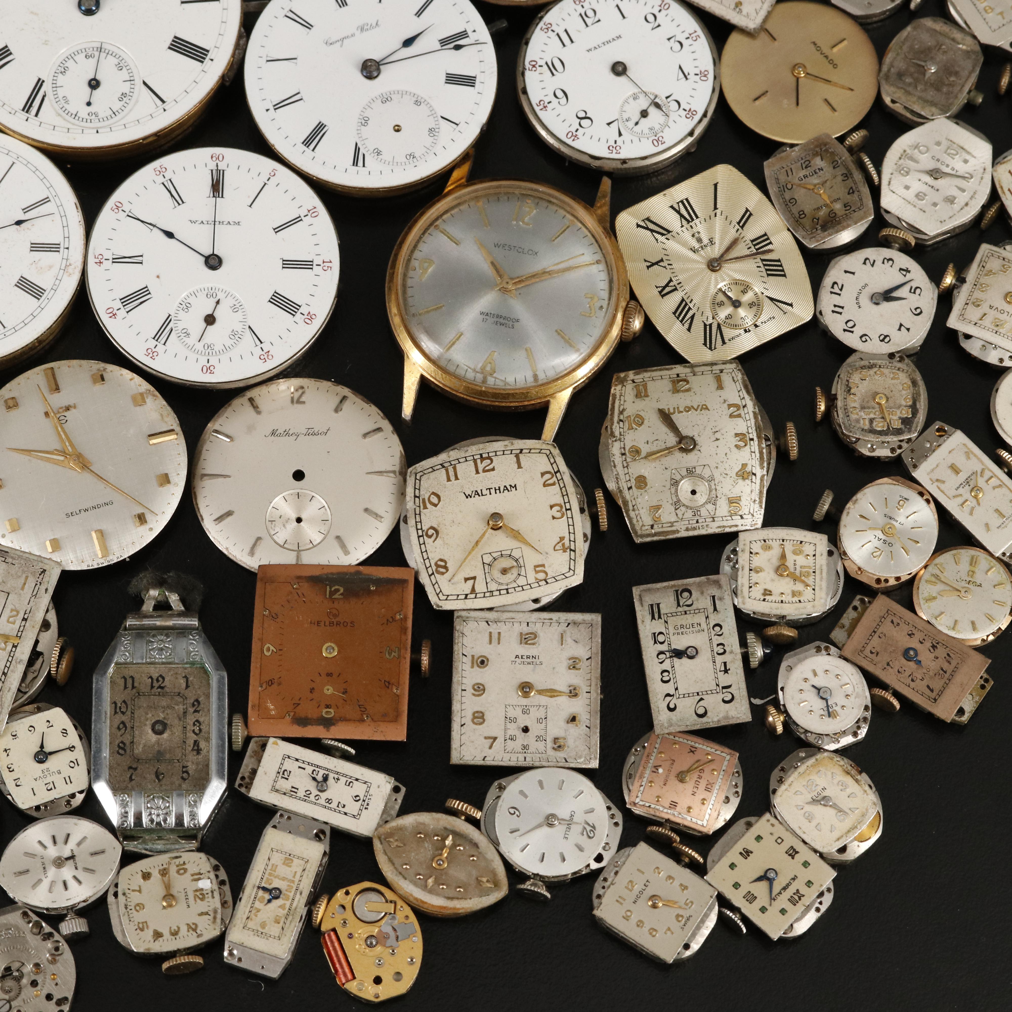 Over 150 Various Movements with Stem Wind, Quartz and Pocket Watch Timepieces