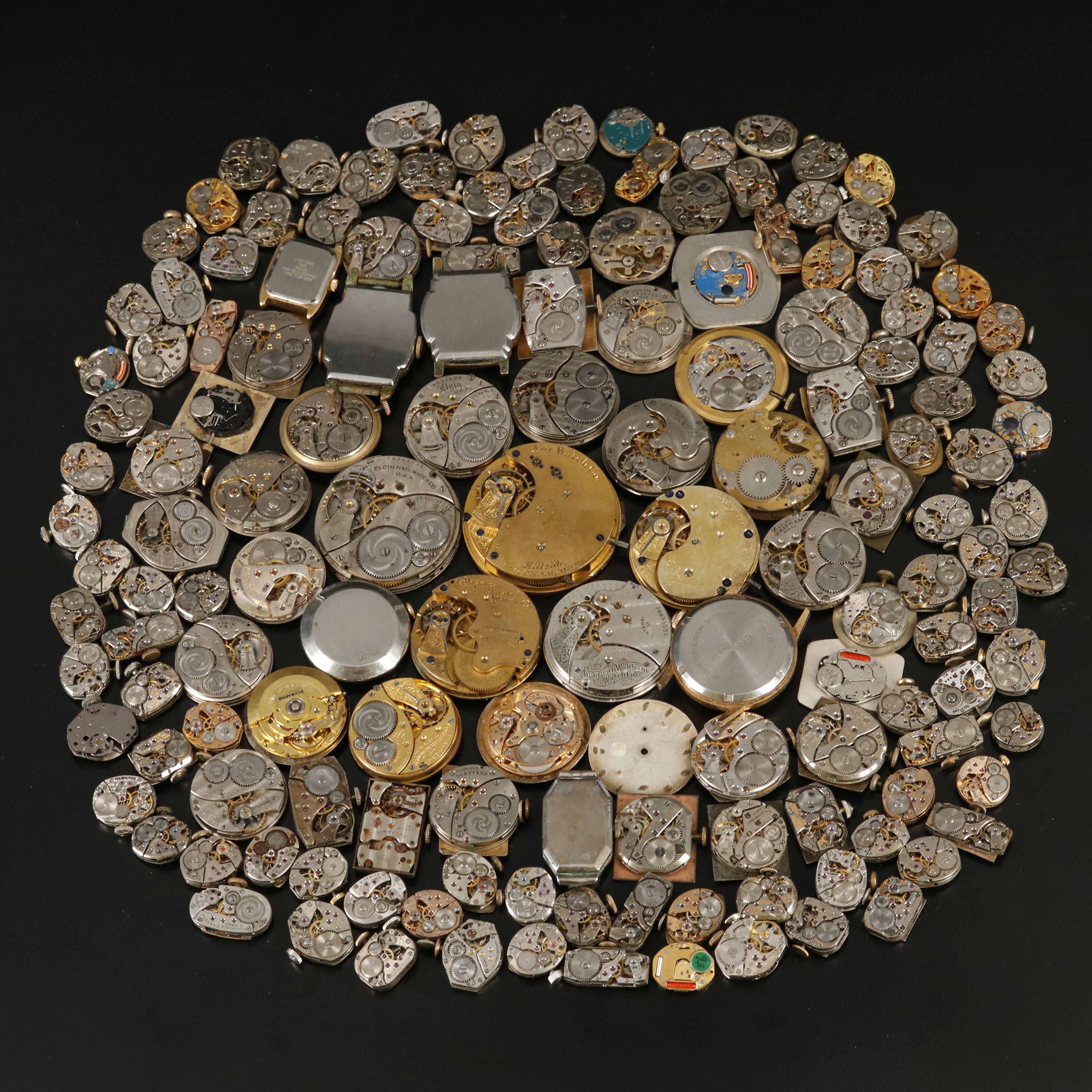 Over 150 Various Movements with Stem Wind, Quartz and Pocket Watch Timepieces