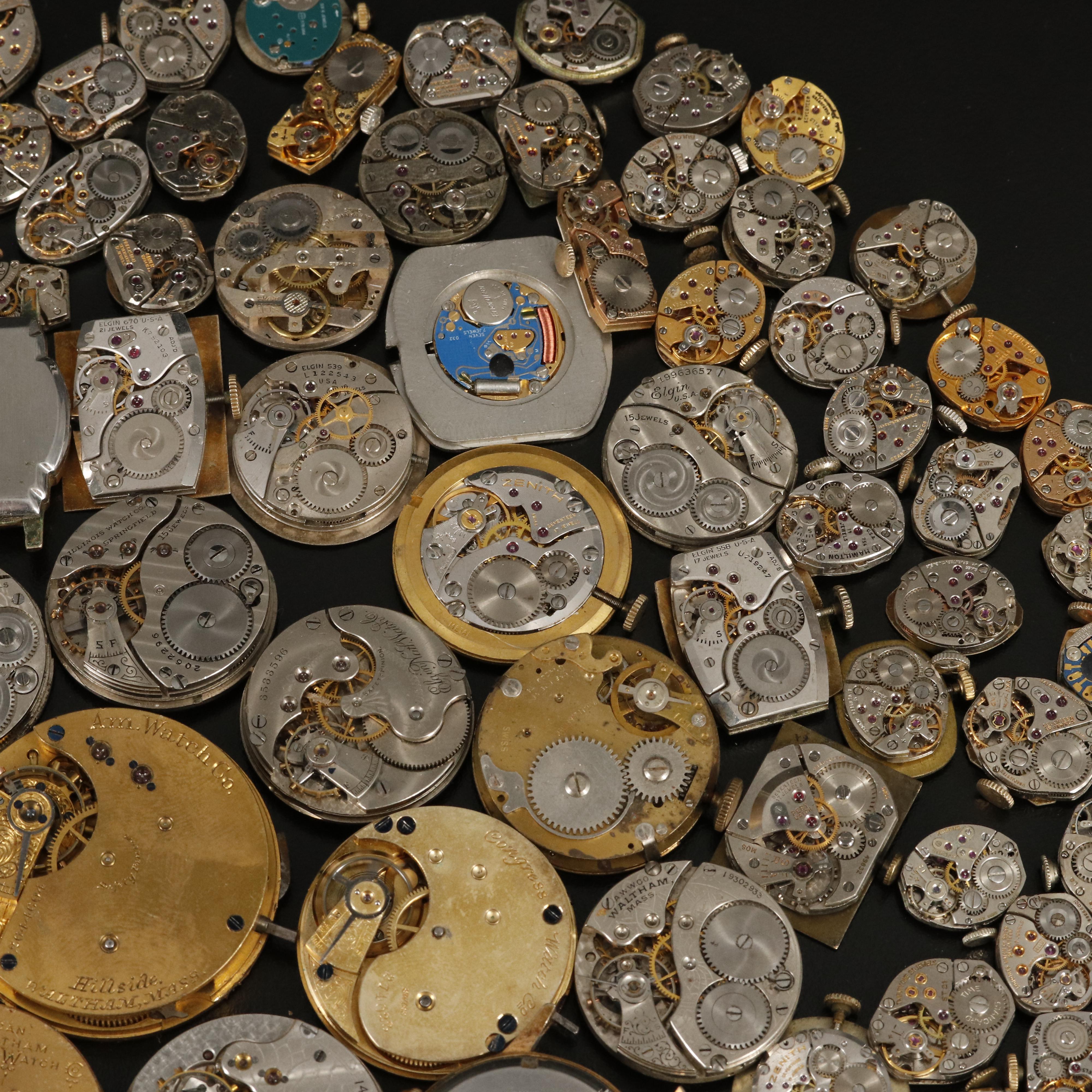 Over 150 Various Movements with Stem Wind, Quartz and Pocket Watch Timepieces